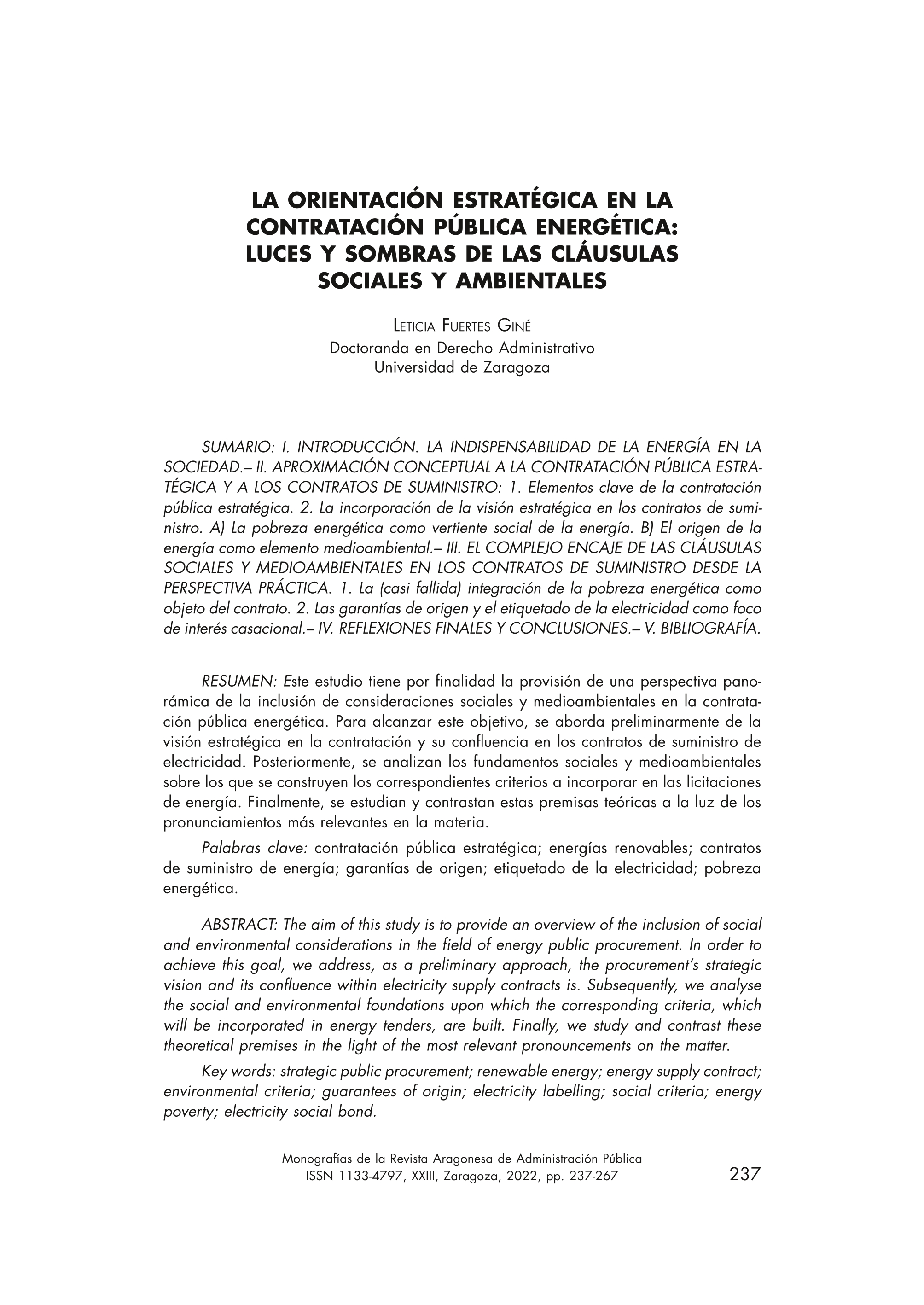 La orientación estratégica en la contratación pública energética: luces y sombras de las cláusulas sociales y ambientales