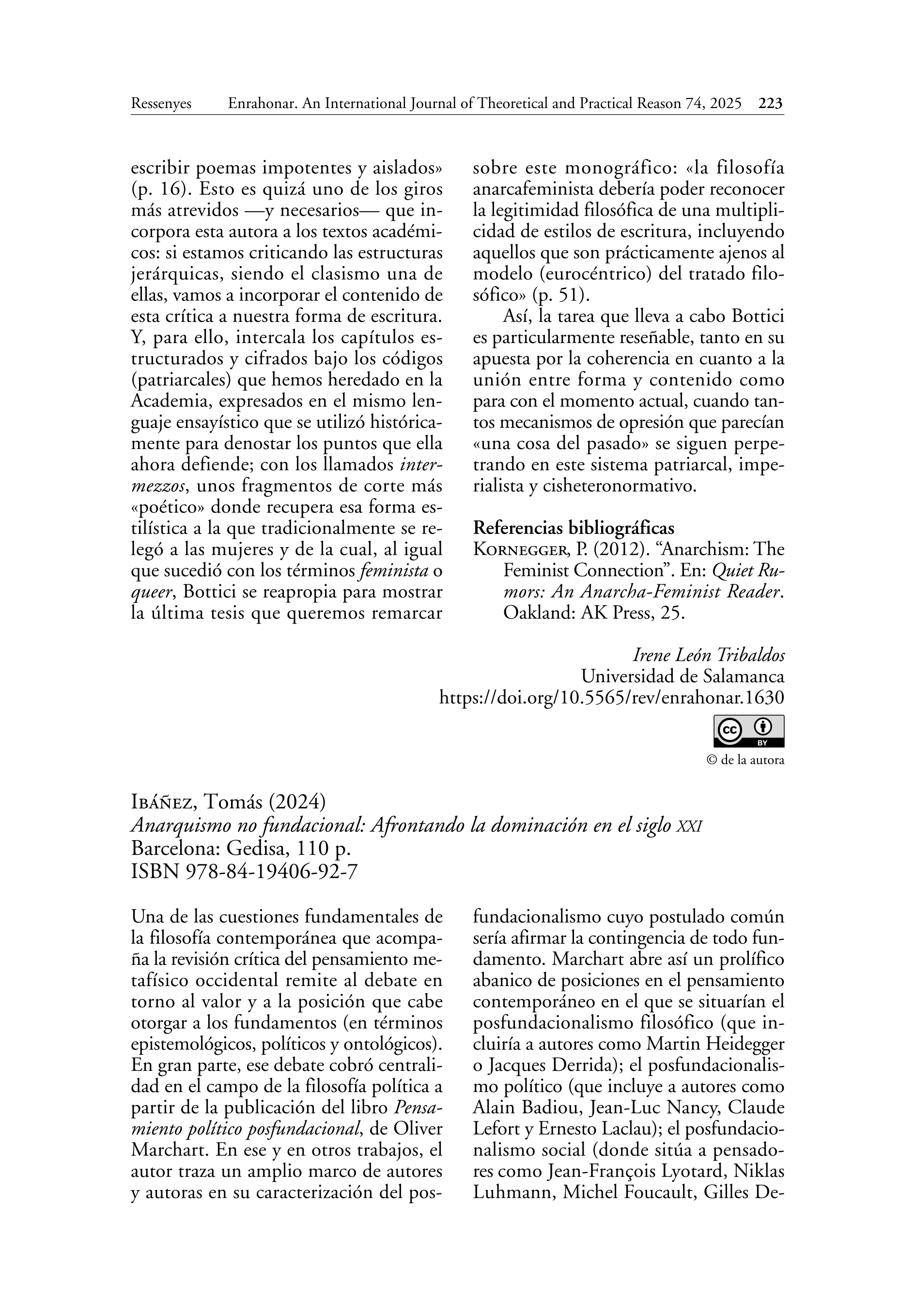 Ibáñez, Tomás (2024). Anarquismo no fundacional: Afrontando la dominación en el siglo XXI