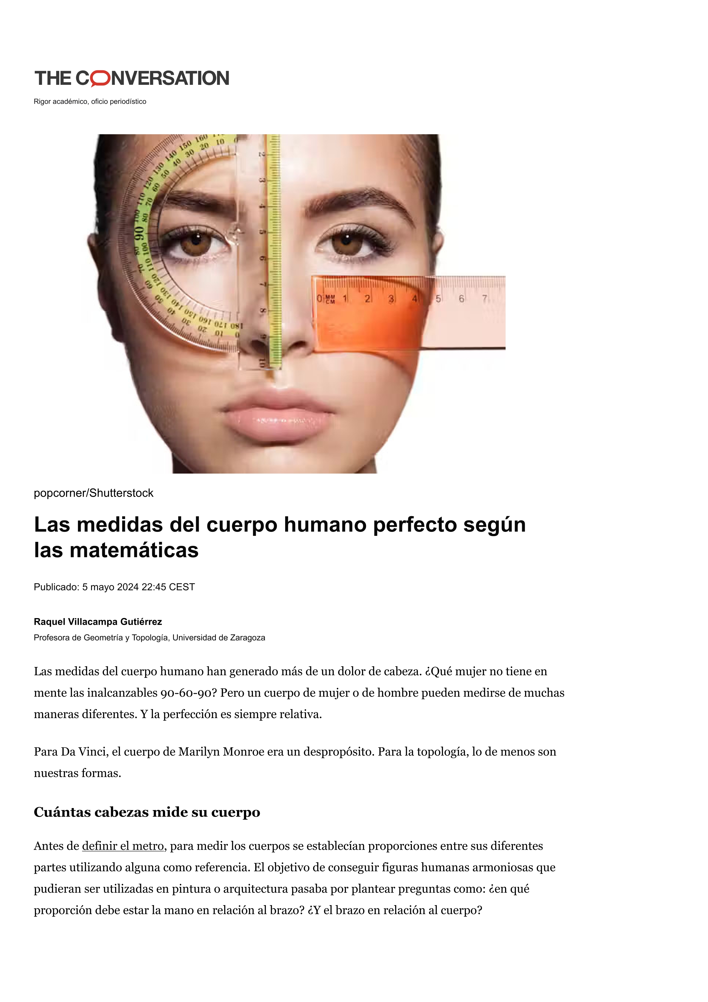 Las medidas del cuerpo humano perfecto según las matemáticas