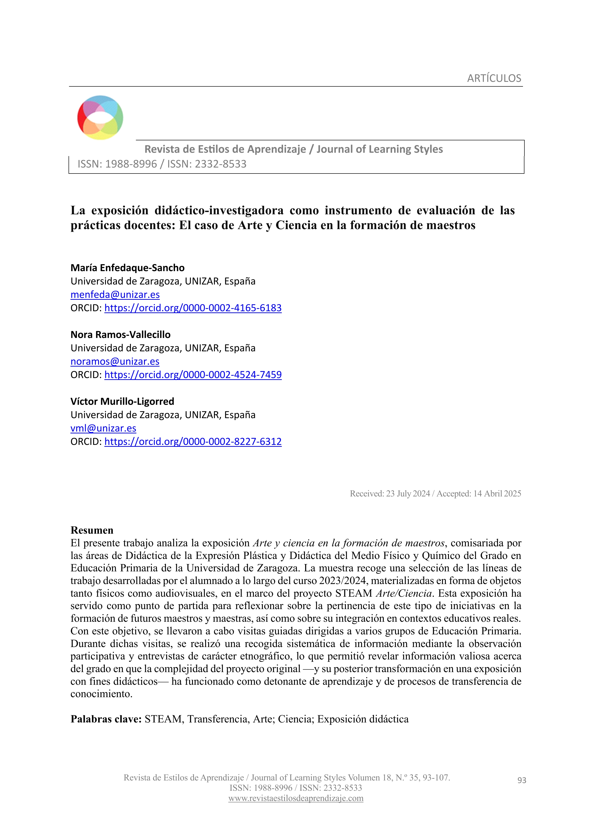 La exposición didáctico-investigadora como instrumento de evaluación de las prácticas docentes: El caso de Arte y Ciencia en la formación de maestros
