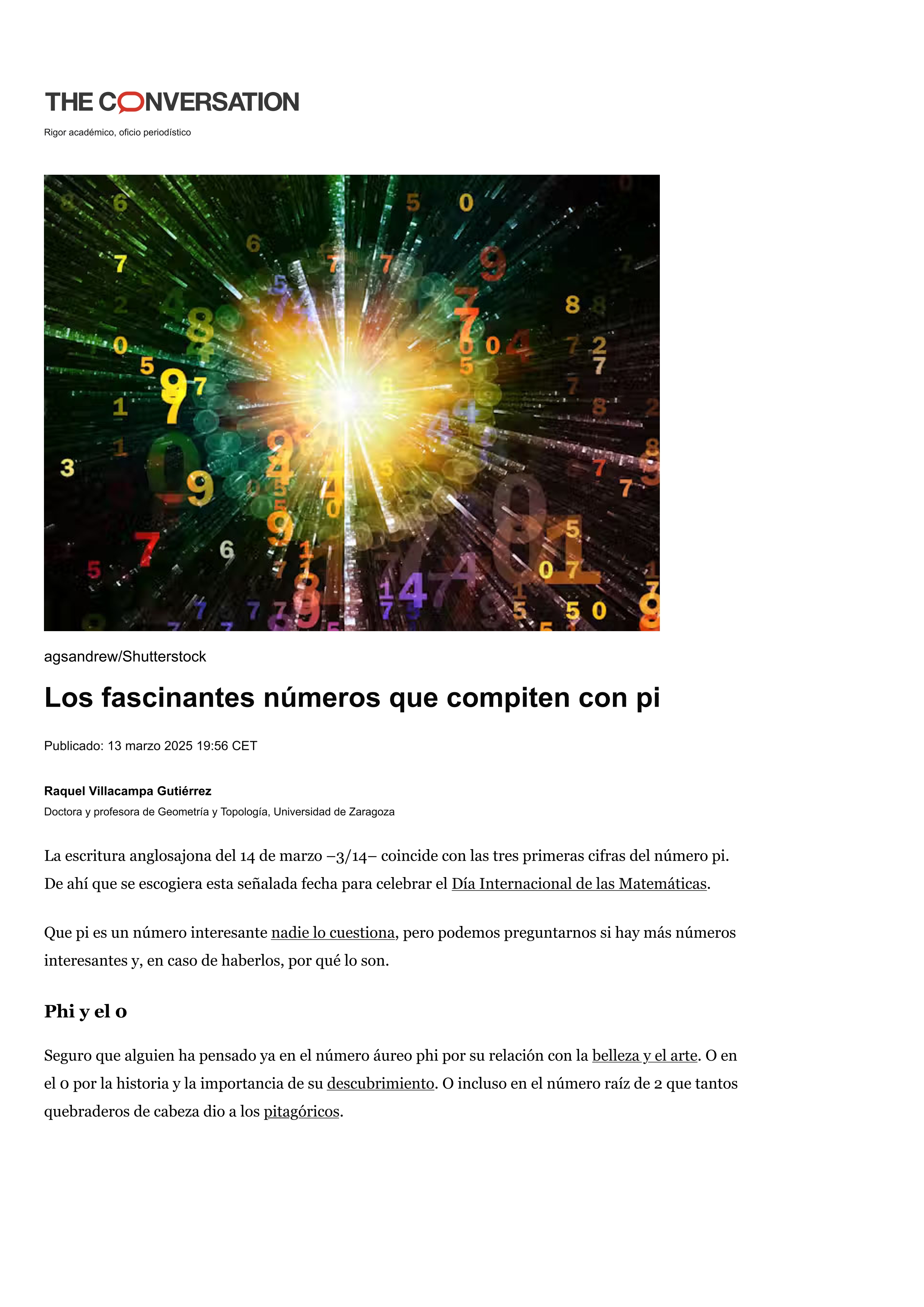 Los fascinantes números que compiten con pi