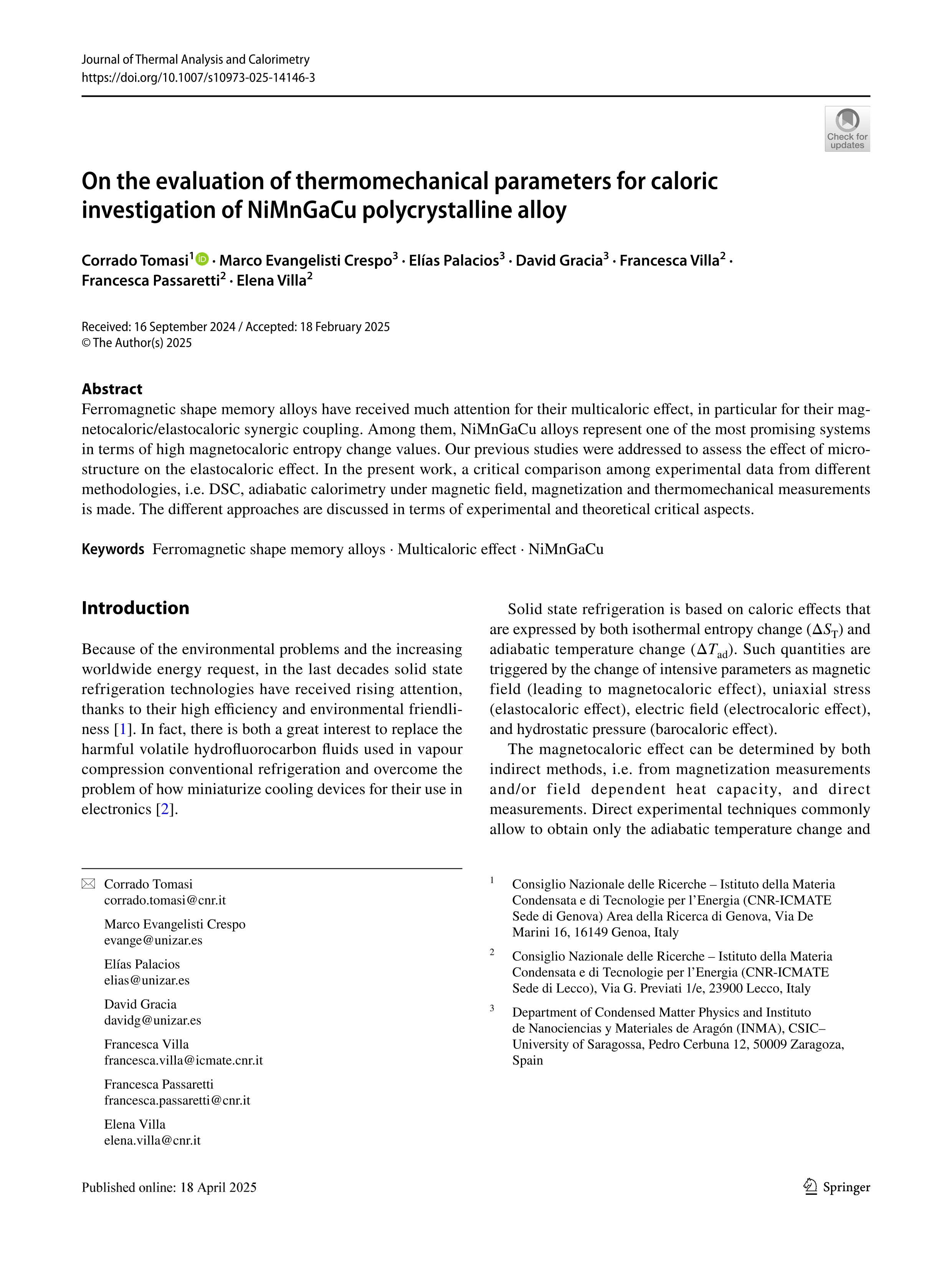 On the evaluation of thermomechanical parameters for caloric investigation of NiMnGaCu polycrystalline alloy