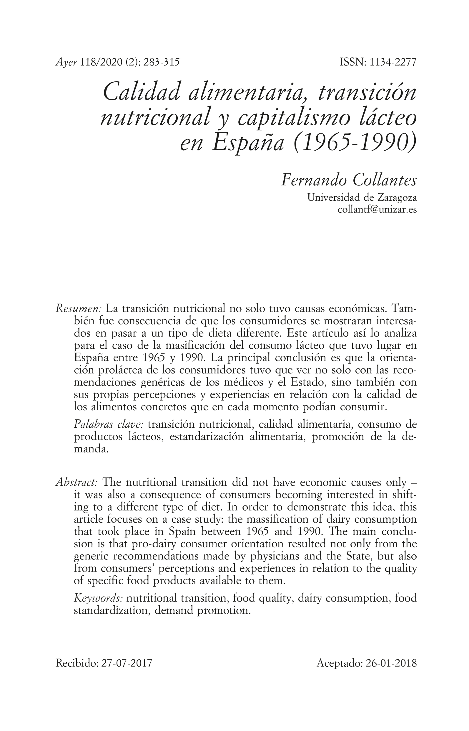 Calidad alimentaria, transición nutricional y capitalismo lácteo en España (1965-1990)