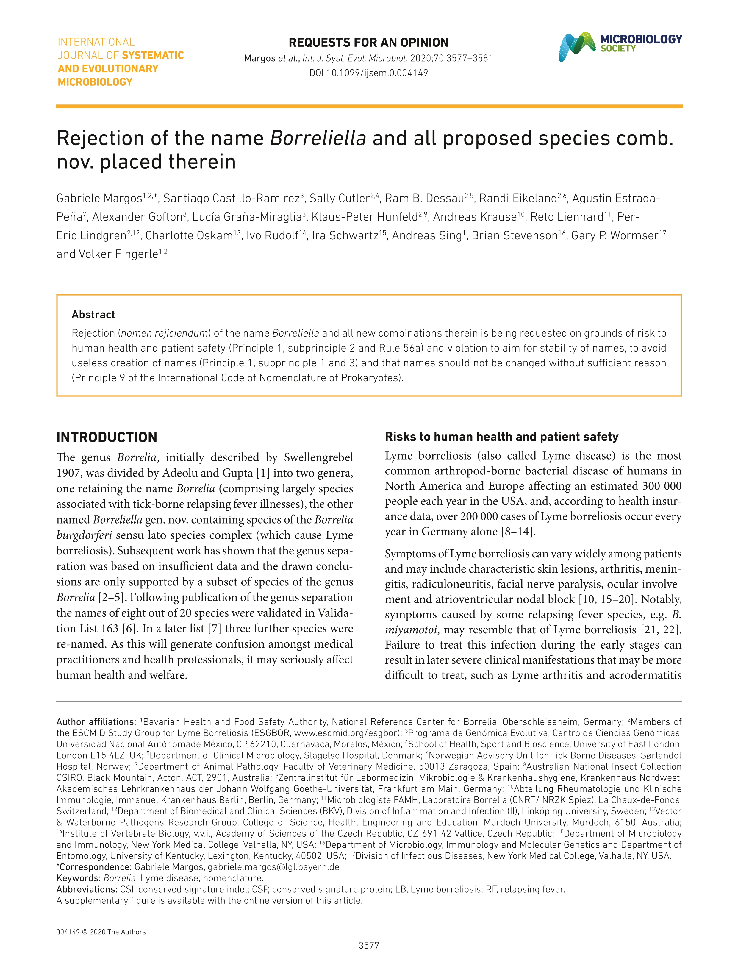 Rejection of the name Borreliella and all proposed species comb. nov. placed therein