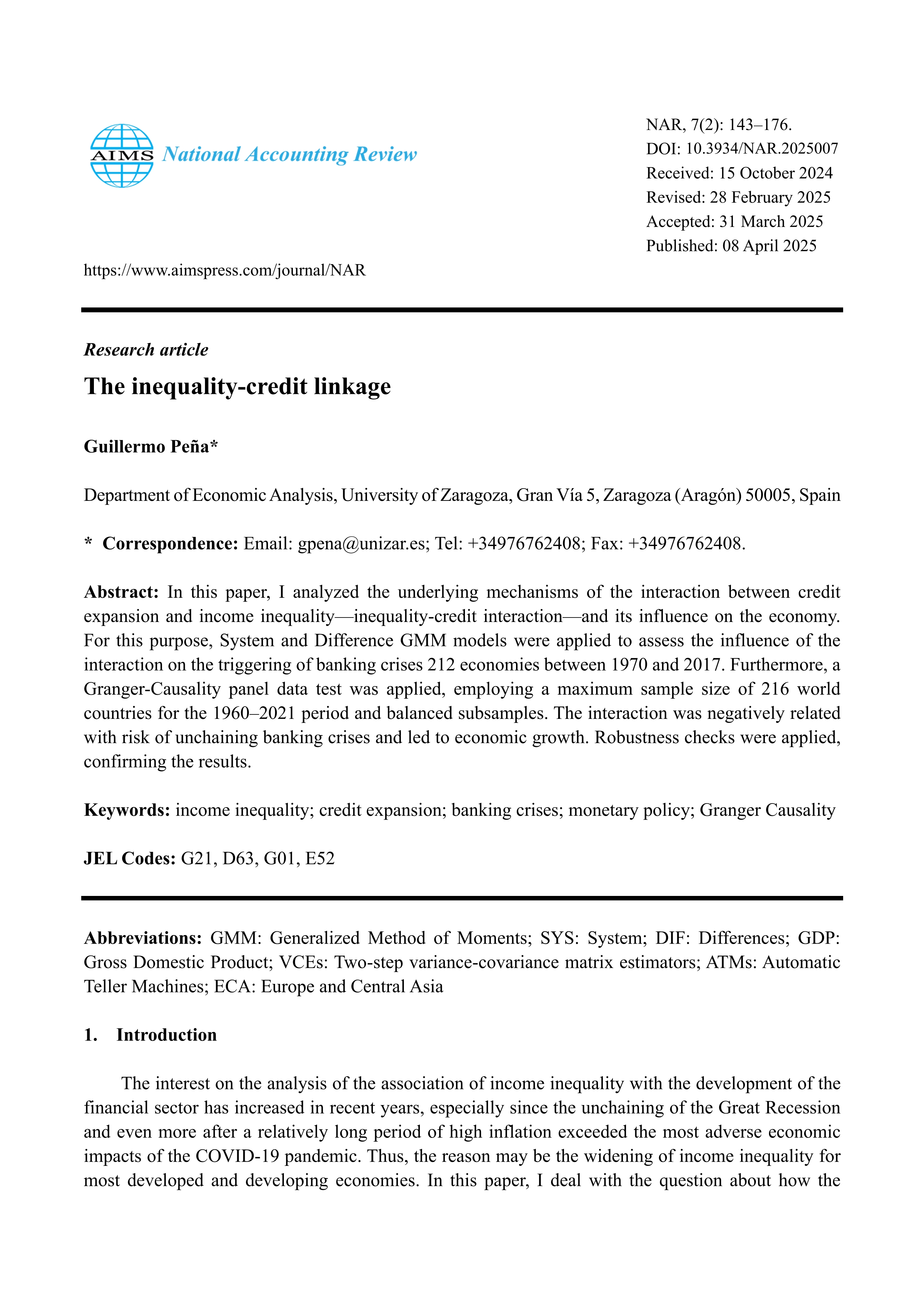 The inequality-credit linkage