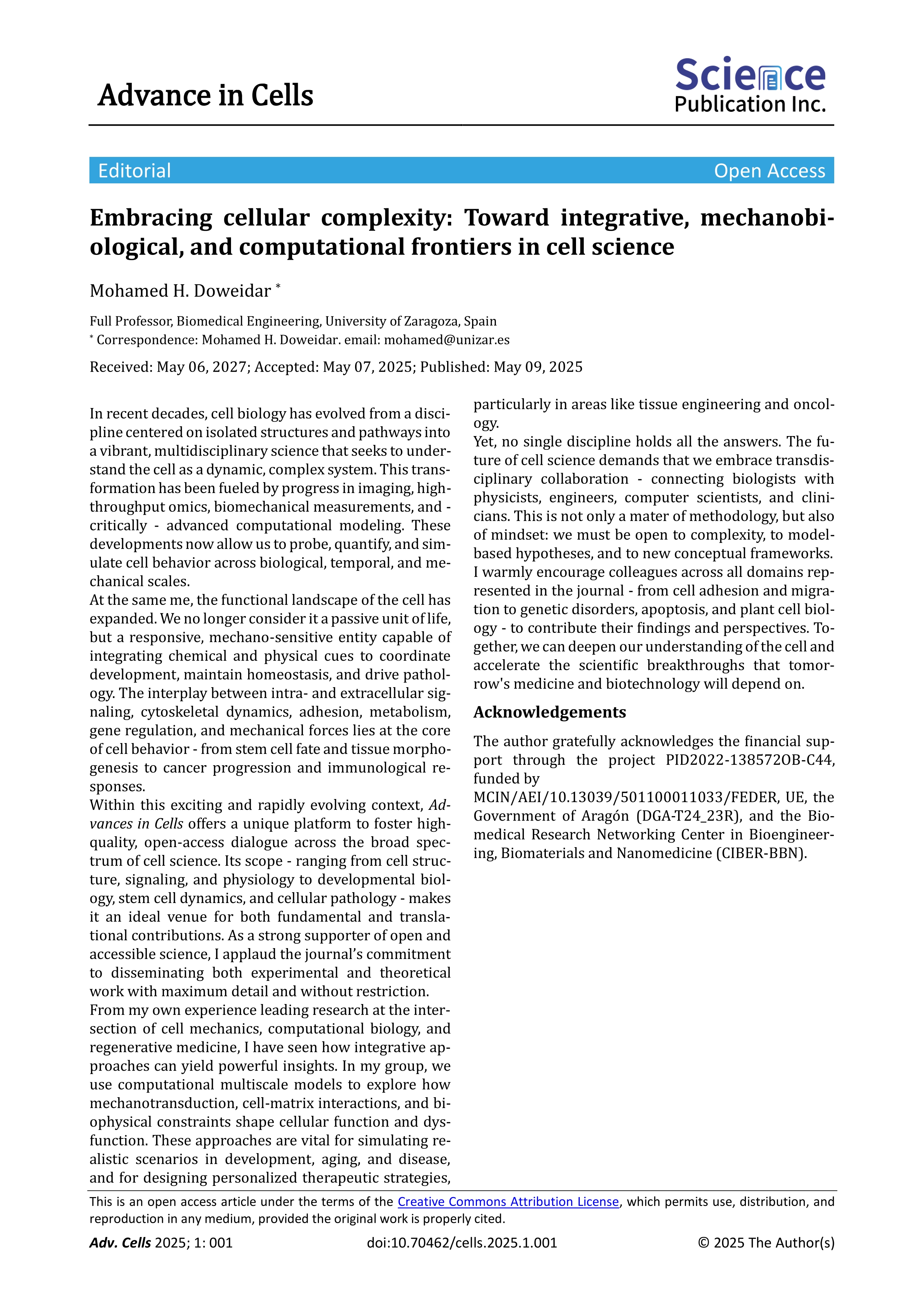 Embracing cellular complexity: Toward integrative, mechanobiological, and computational frontiers in cell science