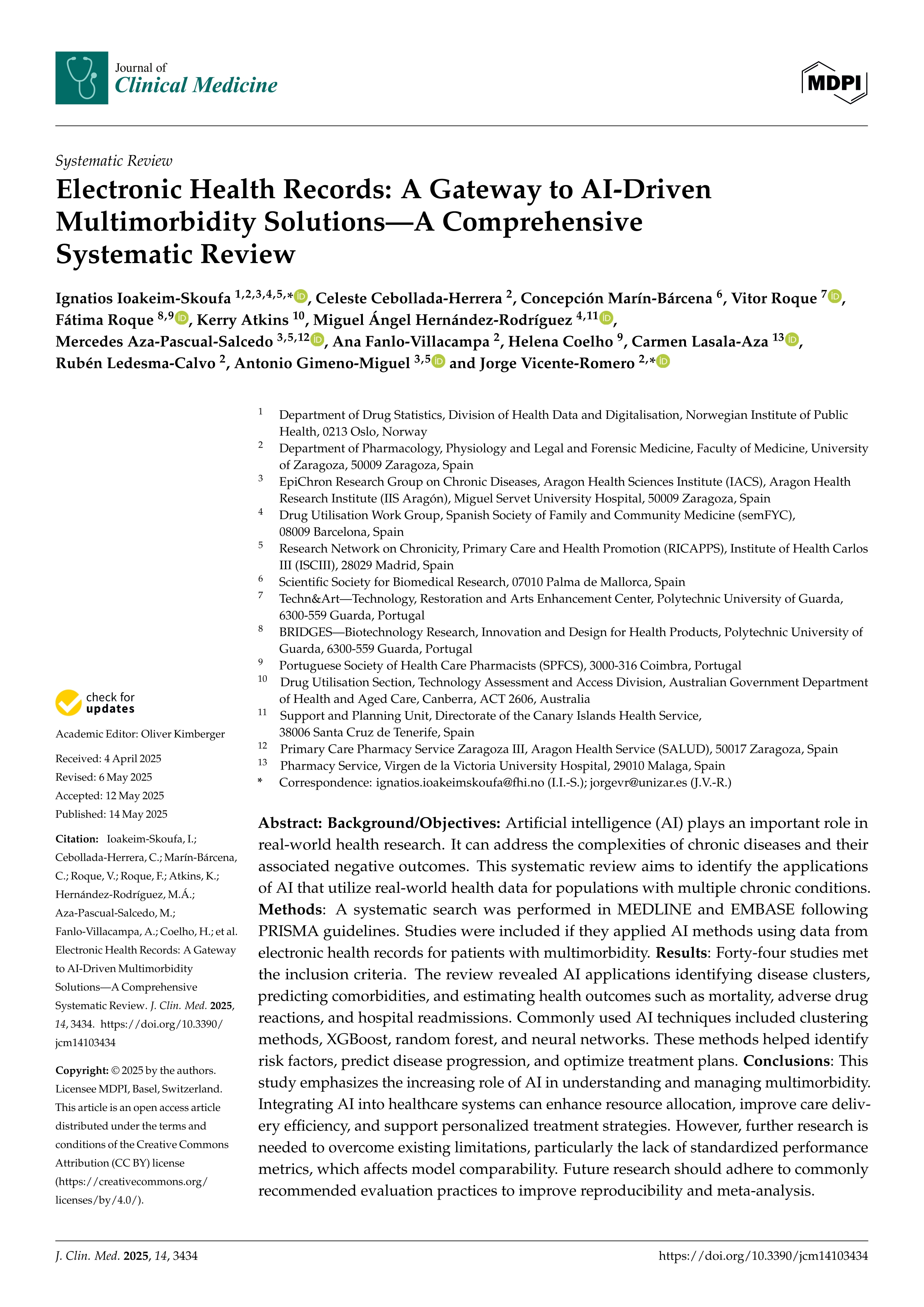 Electronic Health Records: A Gateway to AI-Driven Multimorbidity Solutions—A Comprehensive Systematic Review