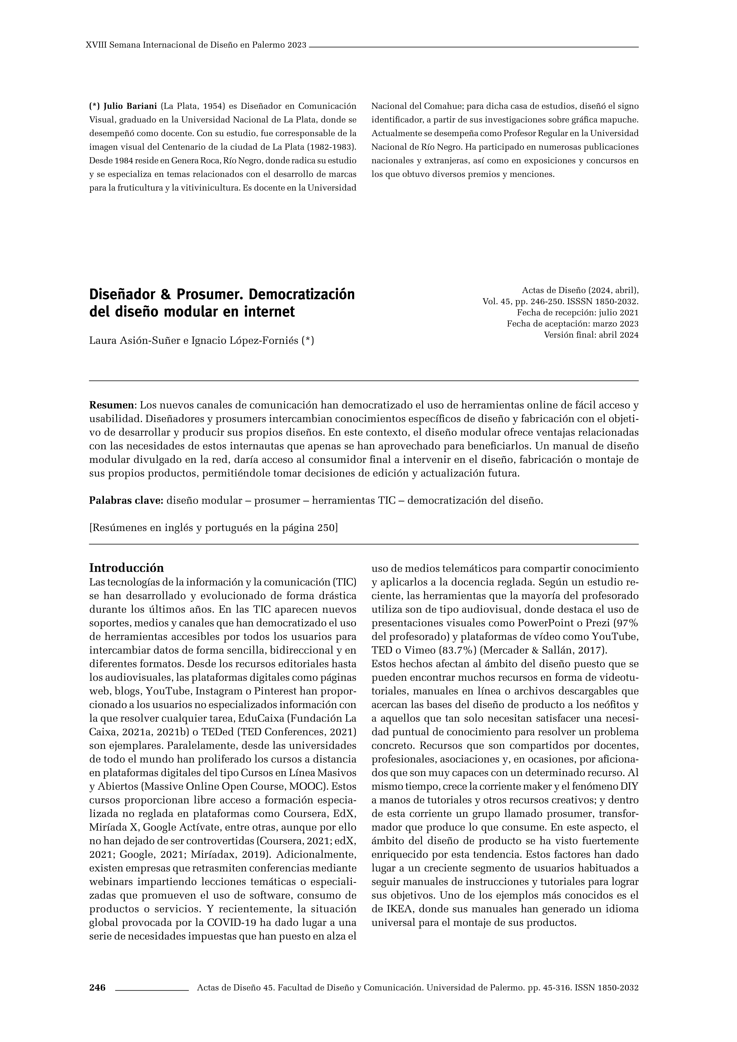 Diseñador & prosumer. Democratización del diseño modular en internet