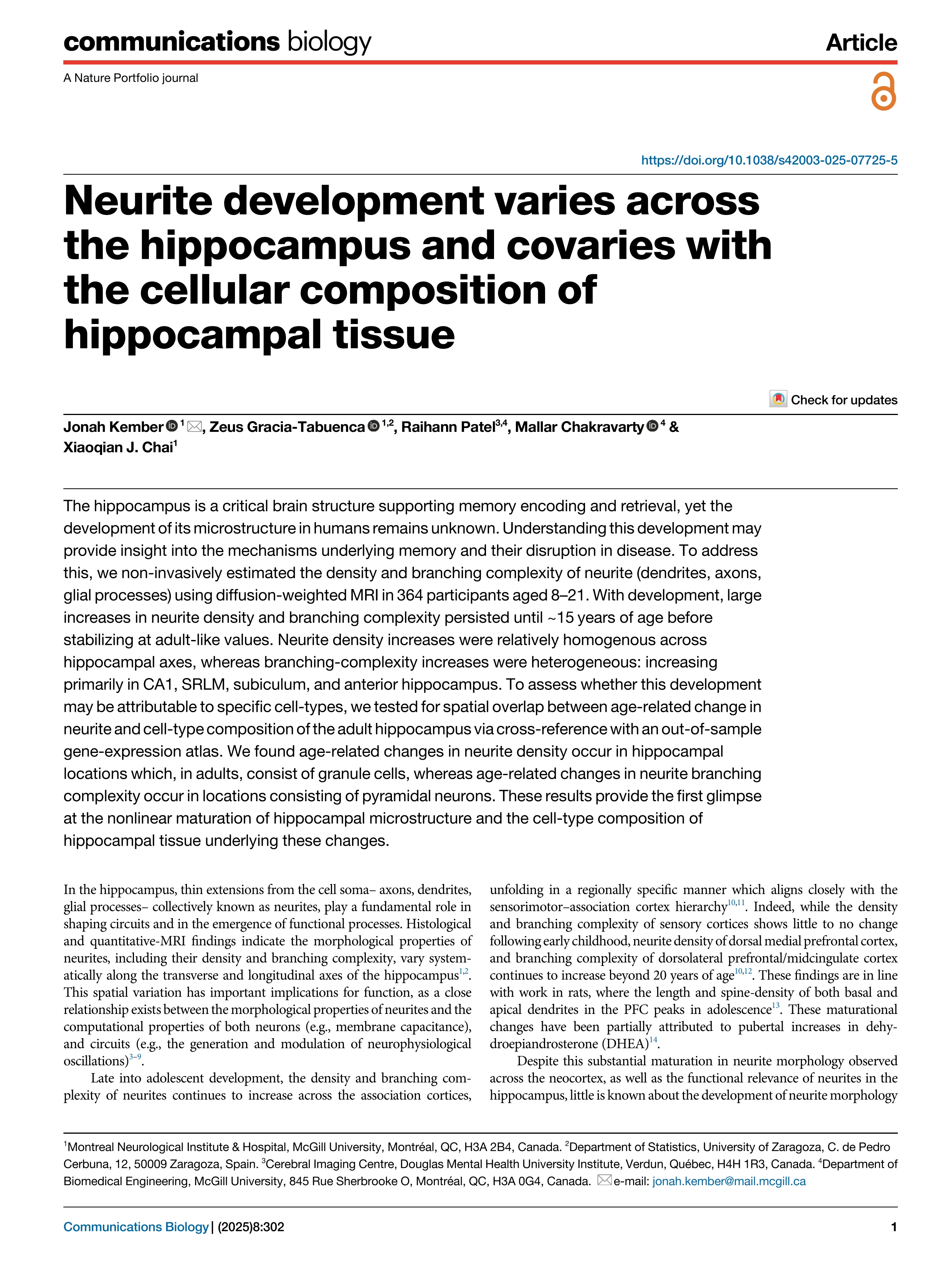 Neurite development varies across the hippocampus and covaries with the cellular composition of hippocampal tissue