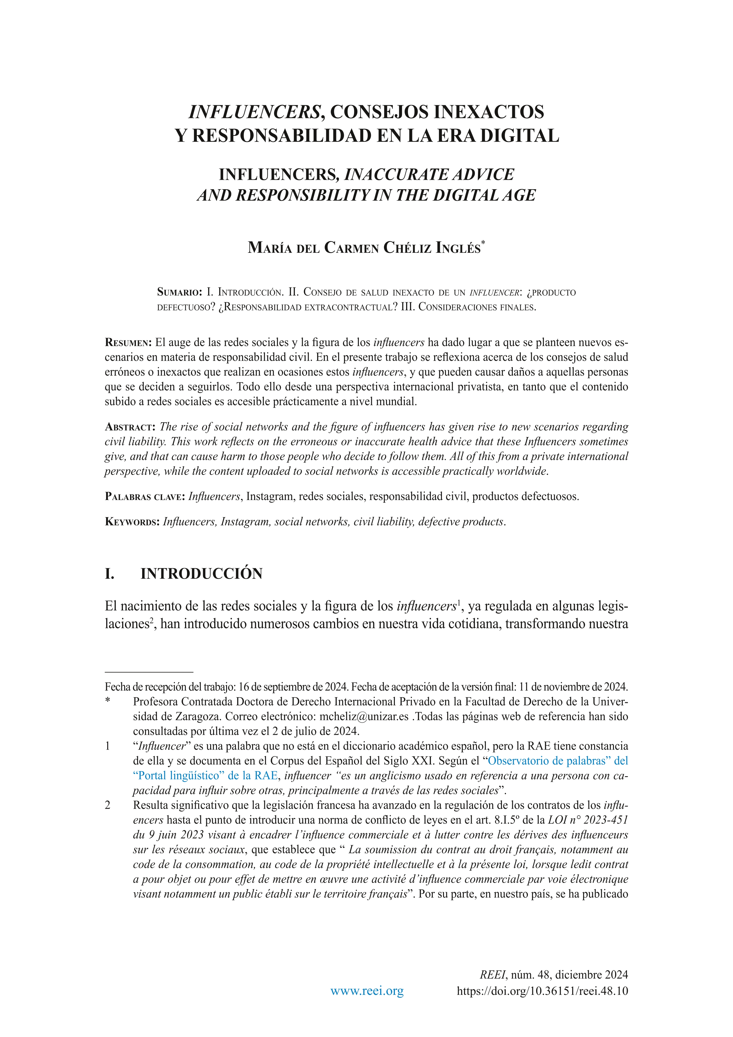 Influencers, inaccurate advice and responsibilityin the digital age