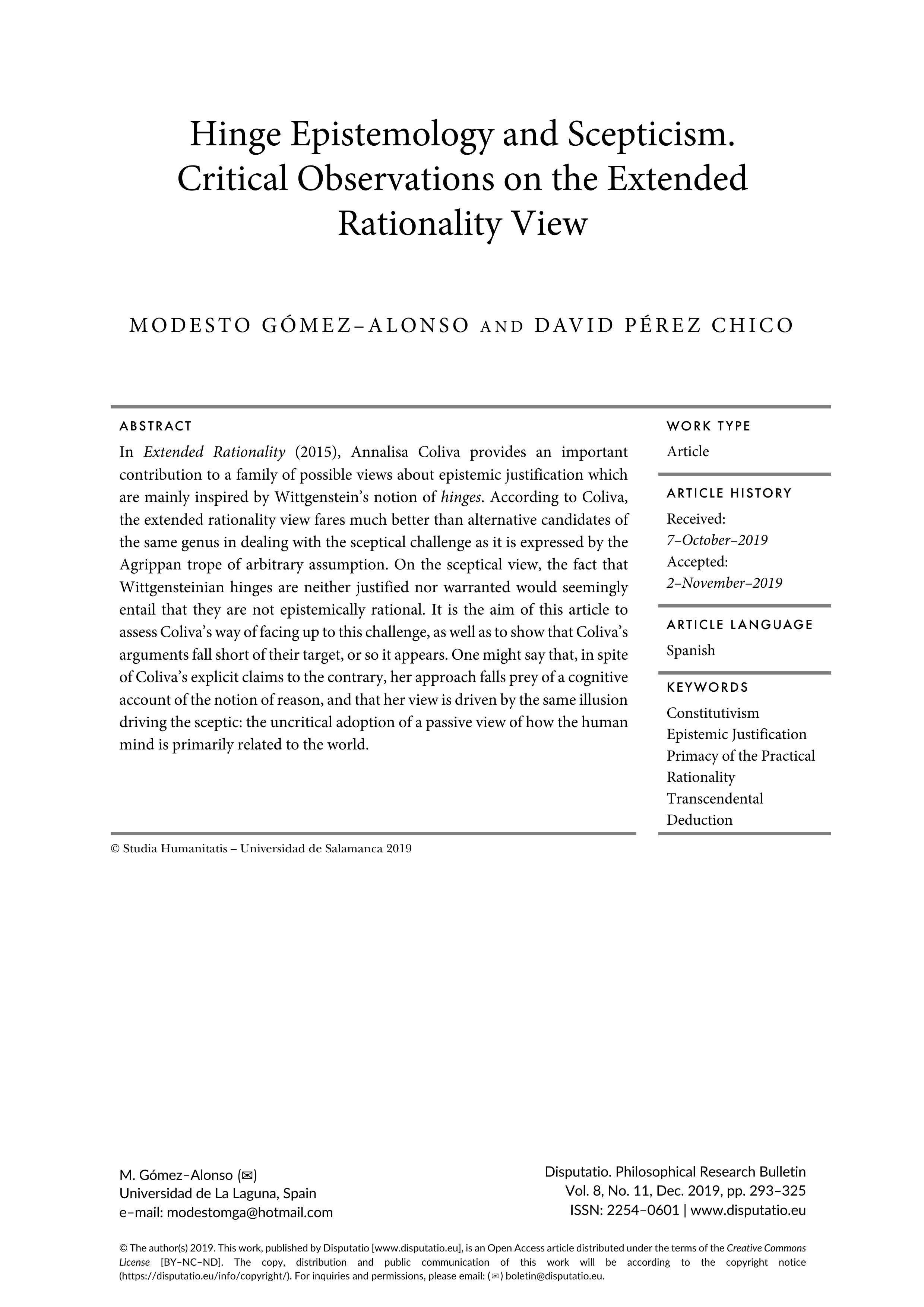 Hinge Epistemology and Scepticism, Critical Observations on the Extended Rationality View