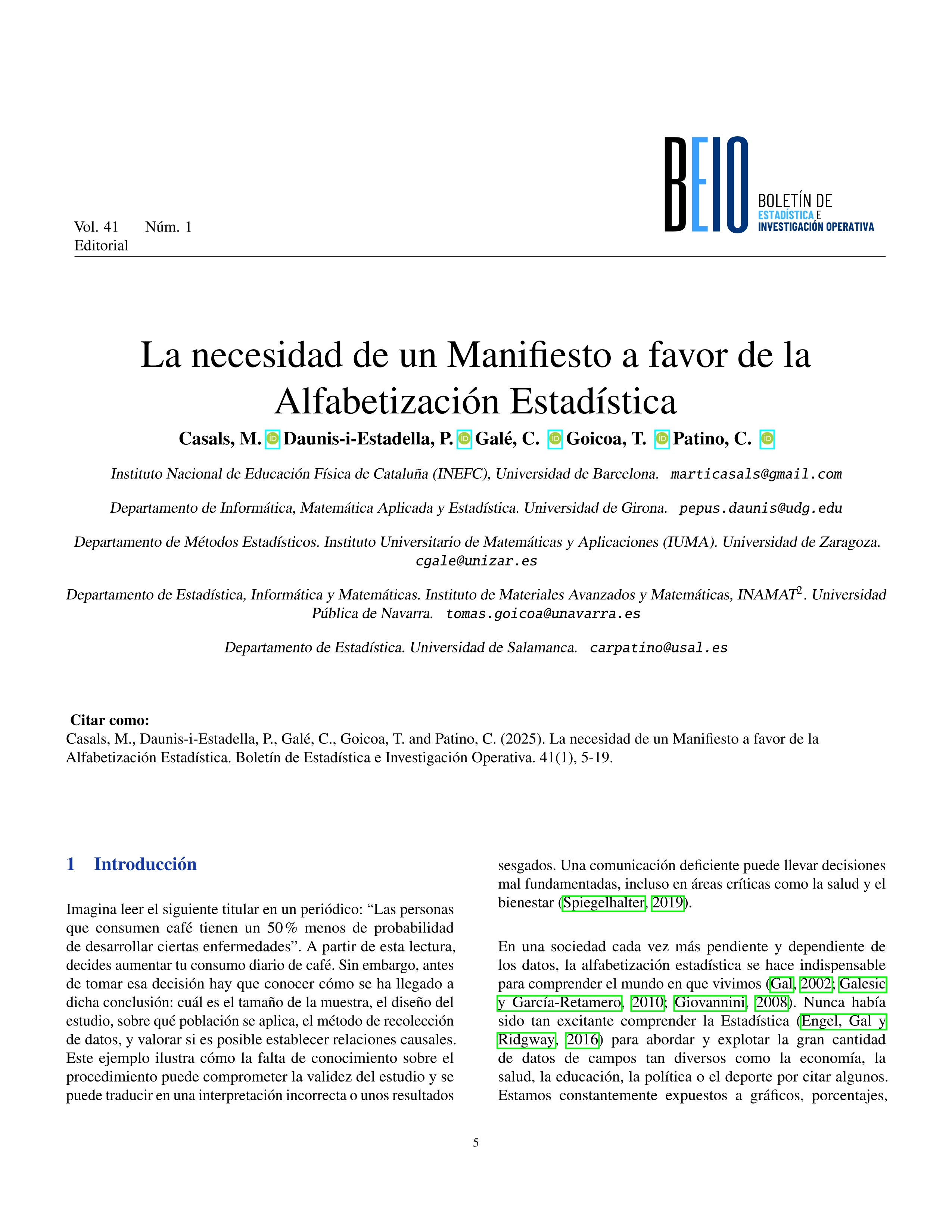 La necesidad de un manifiesto a favor de la alfabetización estadística