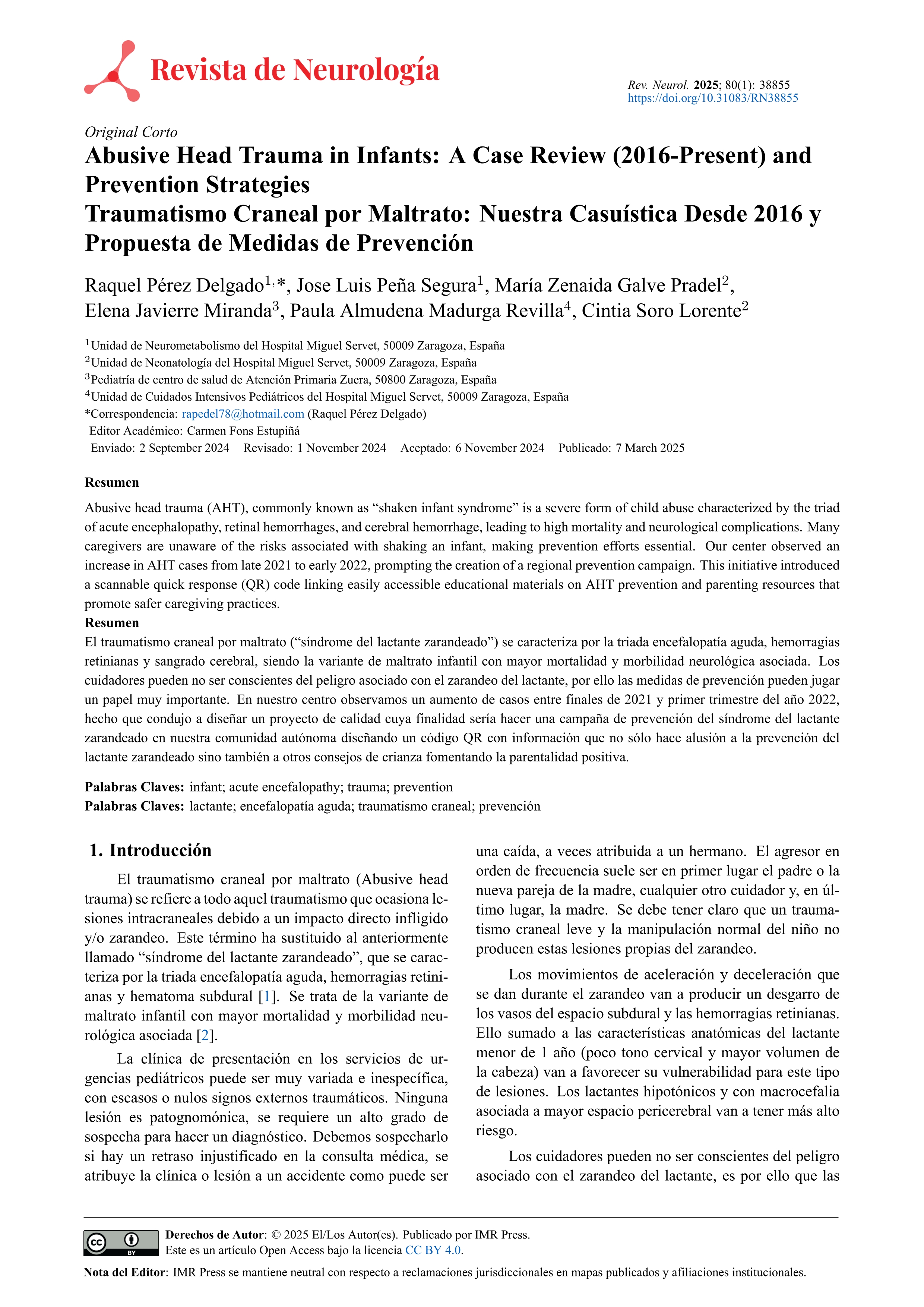 Abusive Head Trauma in Infants: A Case Review (2016-Present) and Prevention Strategies