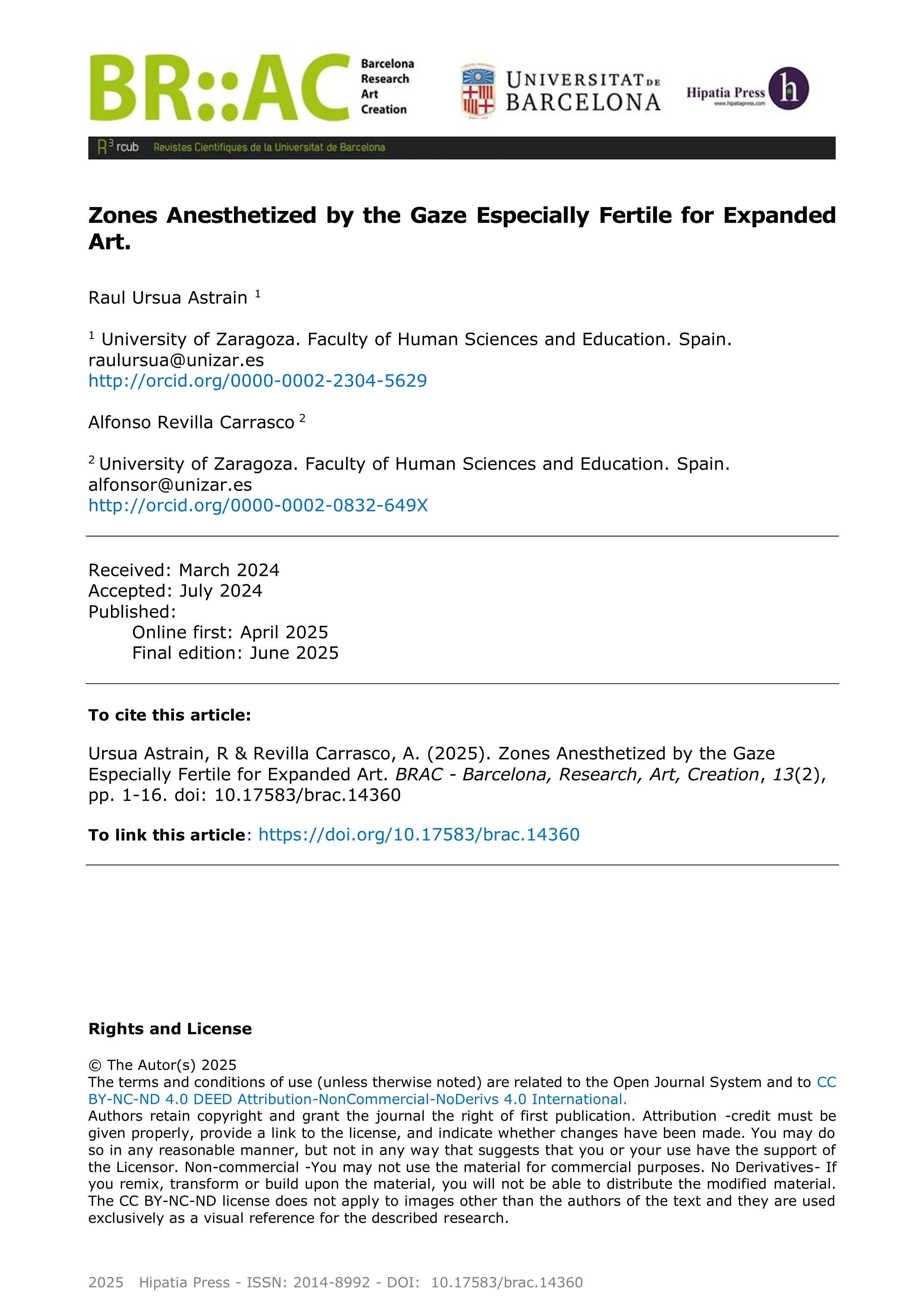 Zonas Anestesiadas por una Mirada Colonizada Occidental, Especialmente Fértiles para la Creación Contemporánea