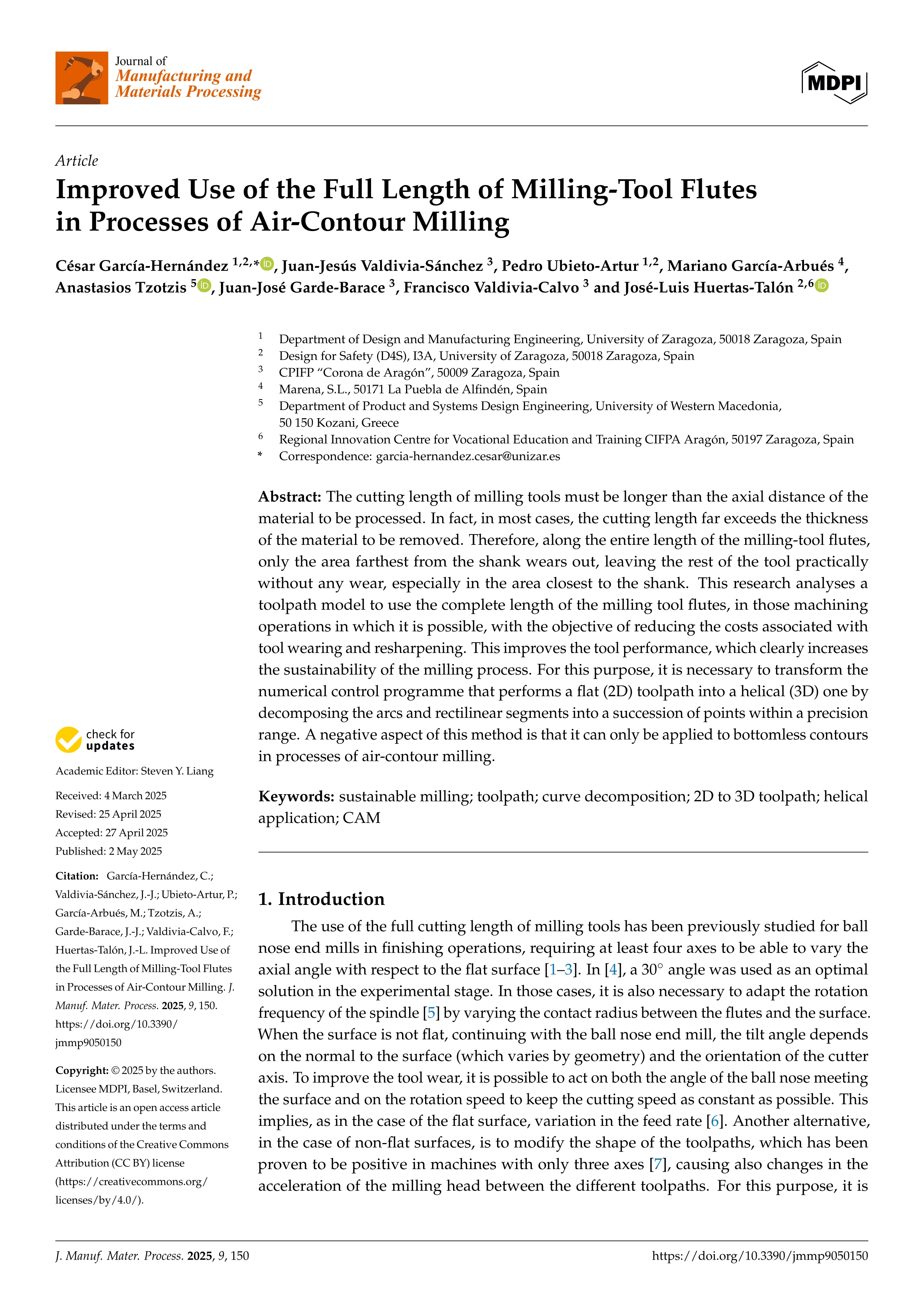 Improved Use of the Full Length of Milling-Tool Flutes in Processes of Air-Contour Milling