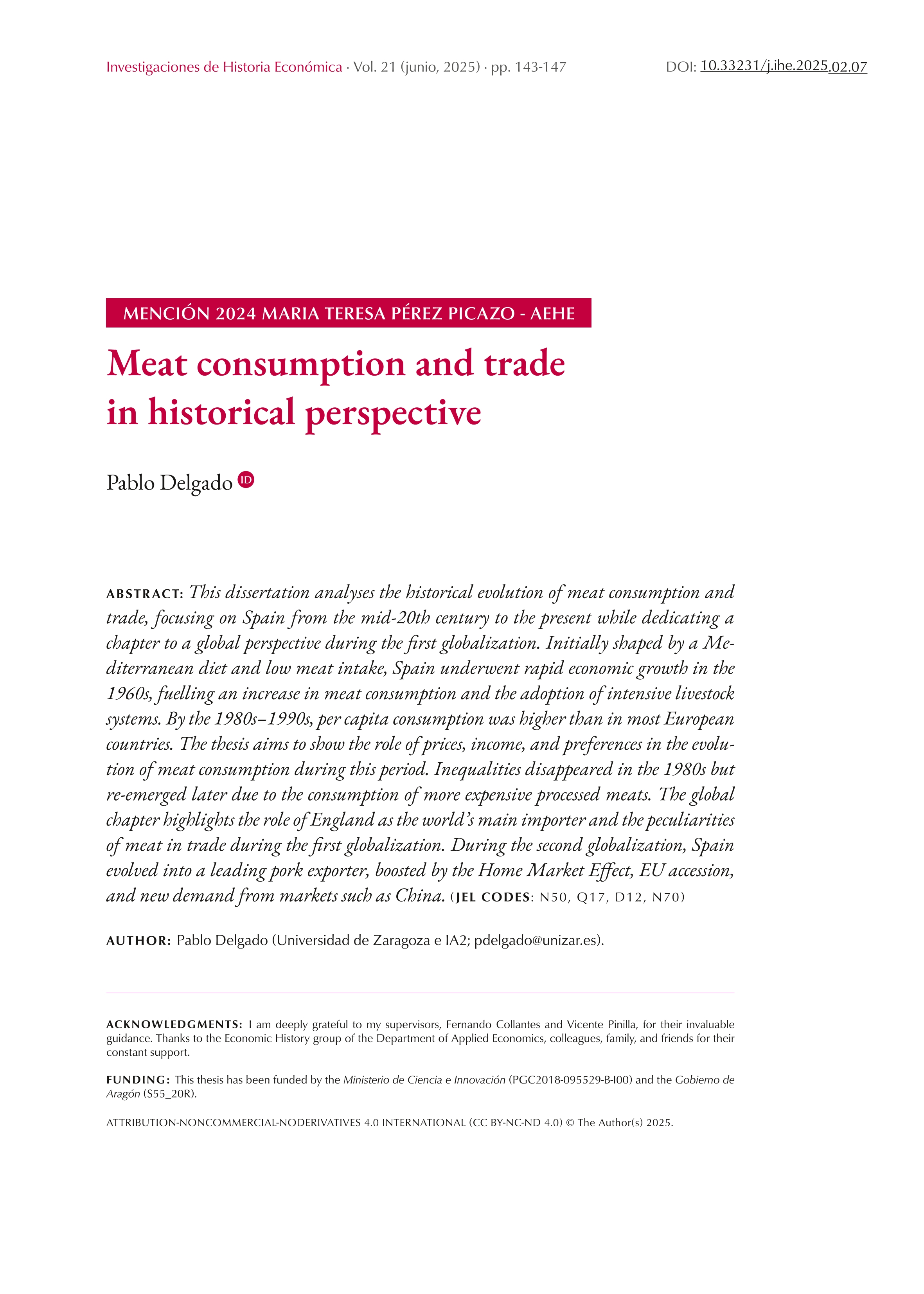 Meat consumption and trade in historical perspective