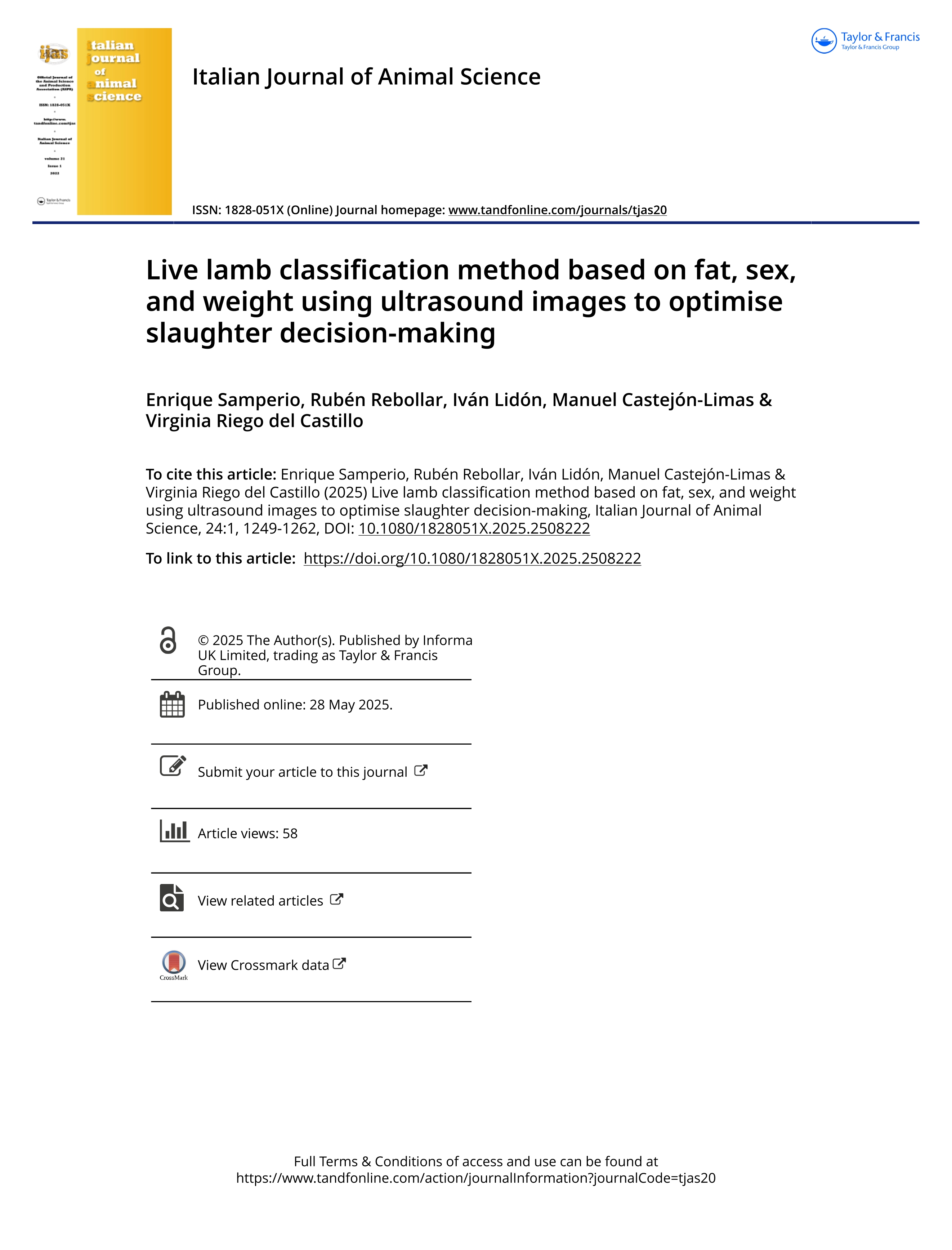 Live lamb classification method based on fat, sex, and weight using ultrasound images to optimise slaughter decision-making