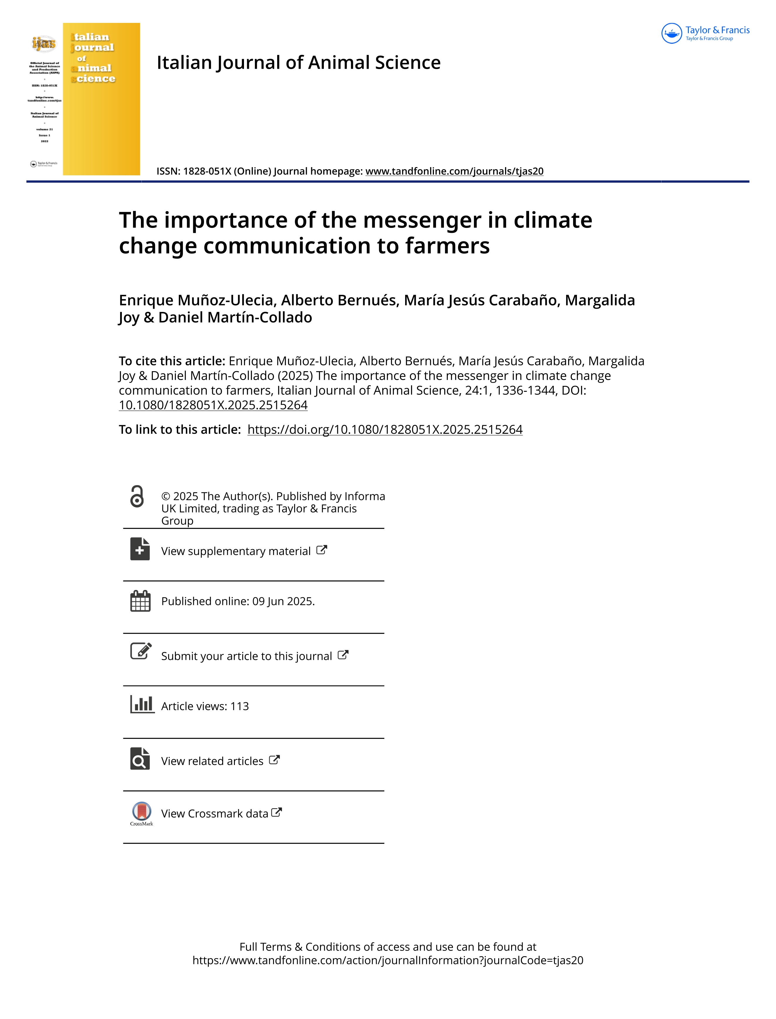 The importance of the messenger in climate change communication to farmers