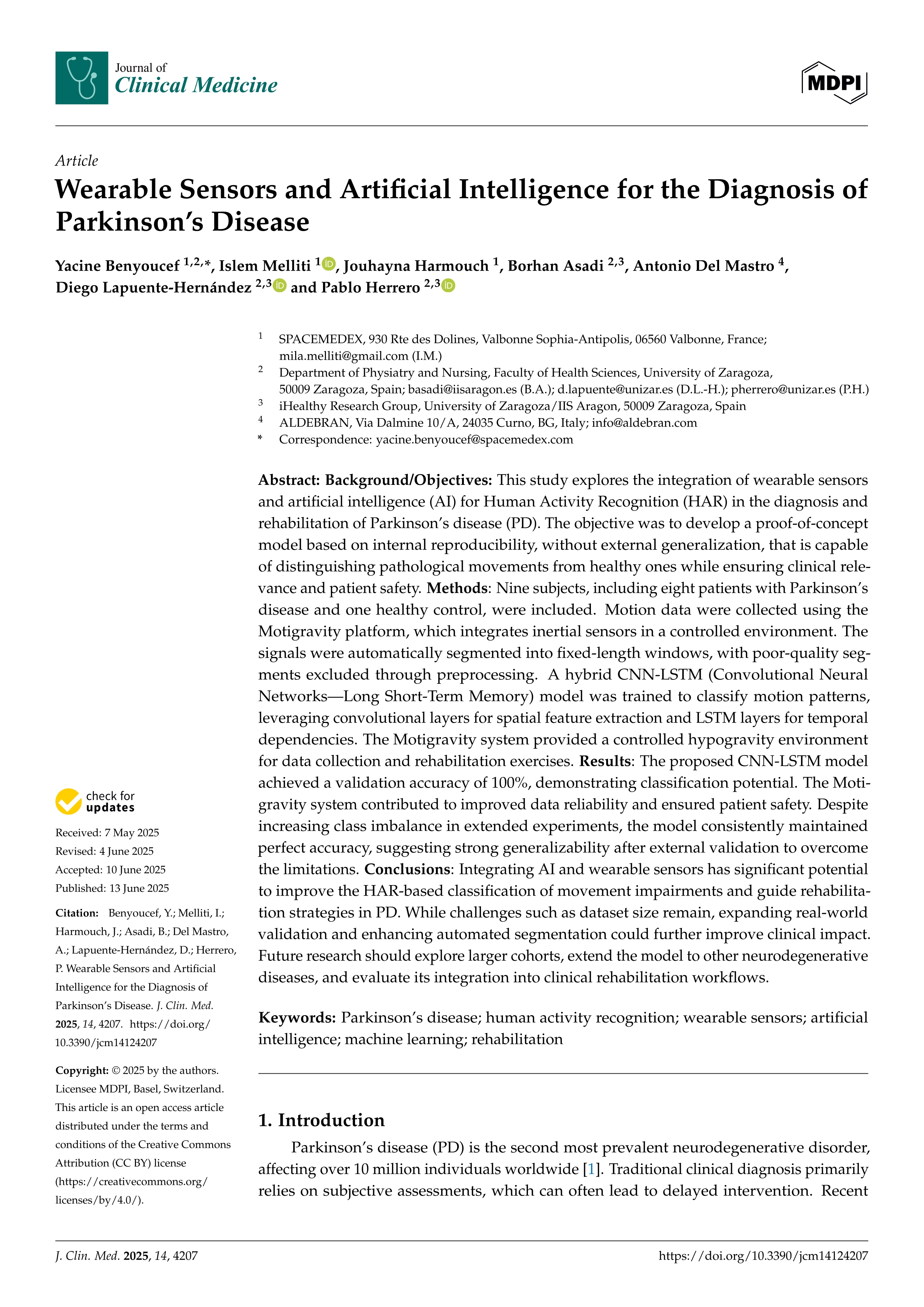 Wearable Sensors and Artificial Intelligence for the Diagnosis of Parkinson’s Disease