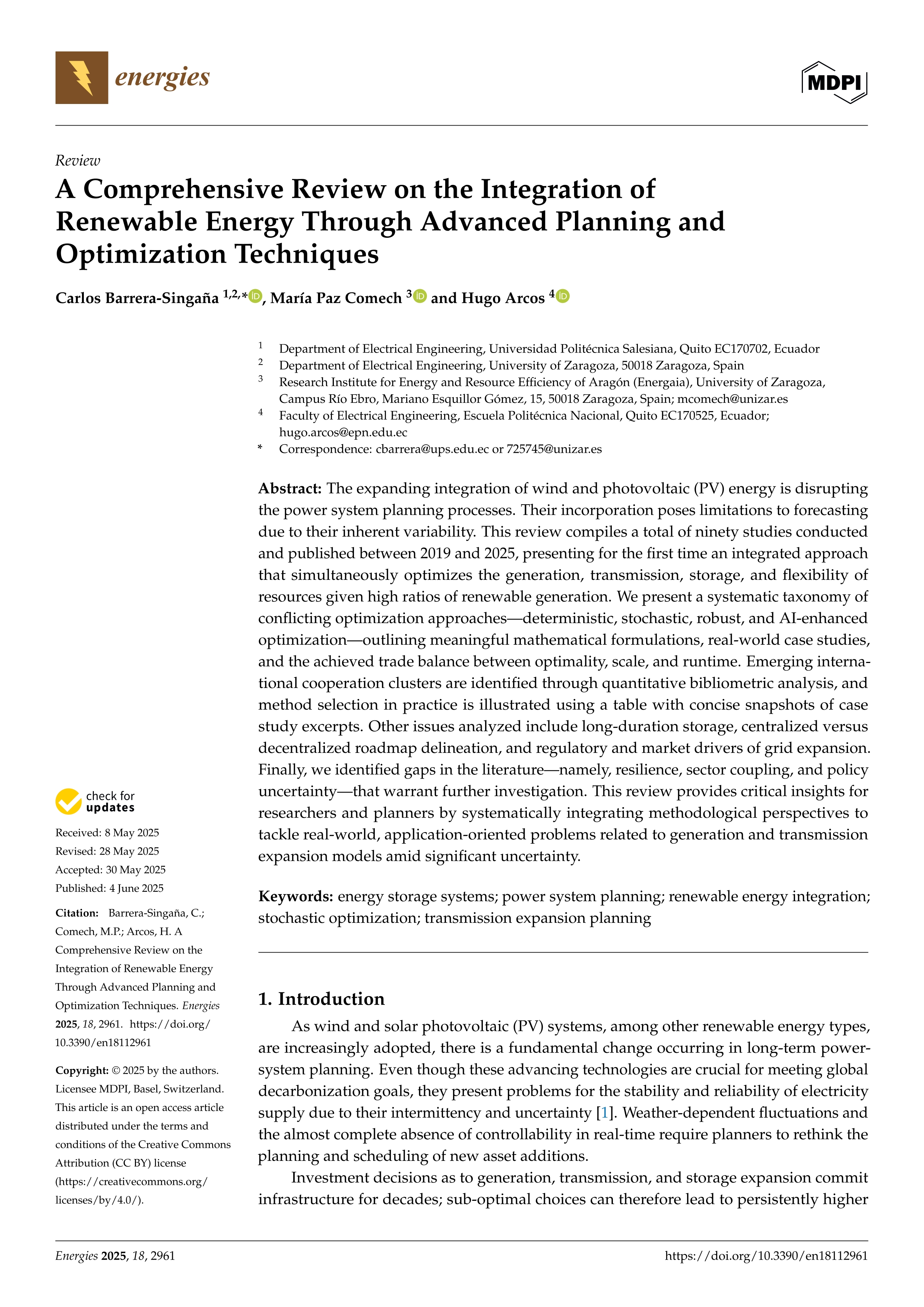 A Comprehensive Review on the Integration of Renewable Energy Through Advanced Planning and Optimization Techniques
