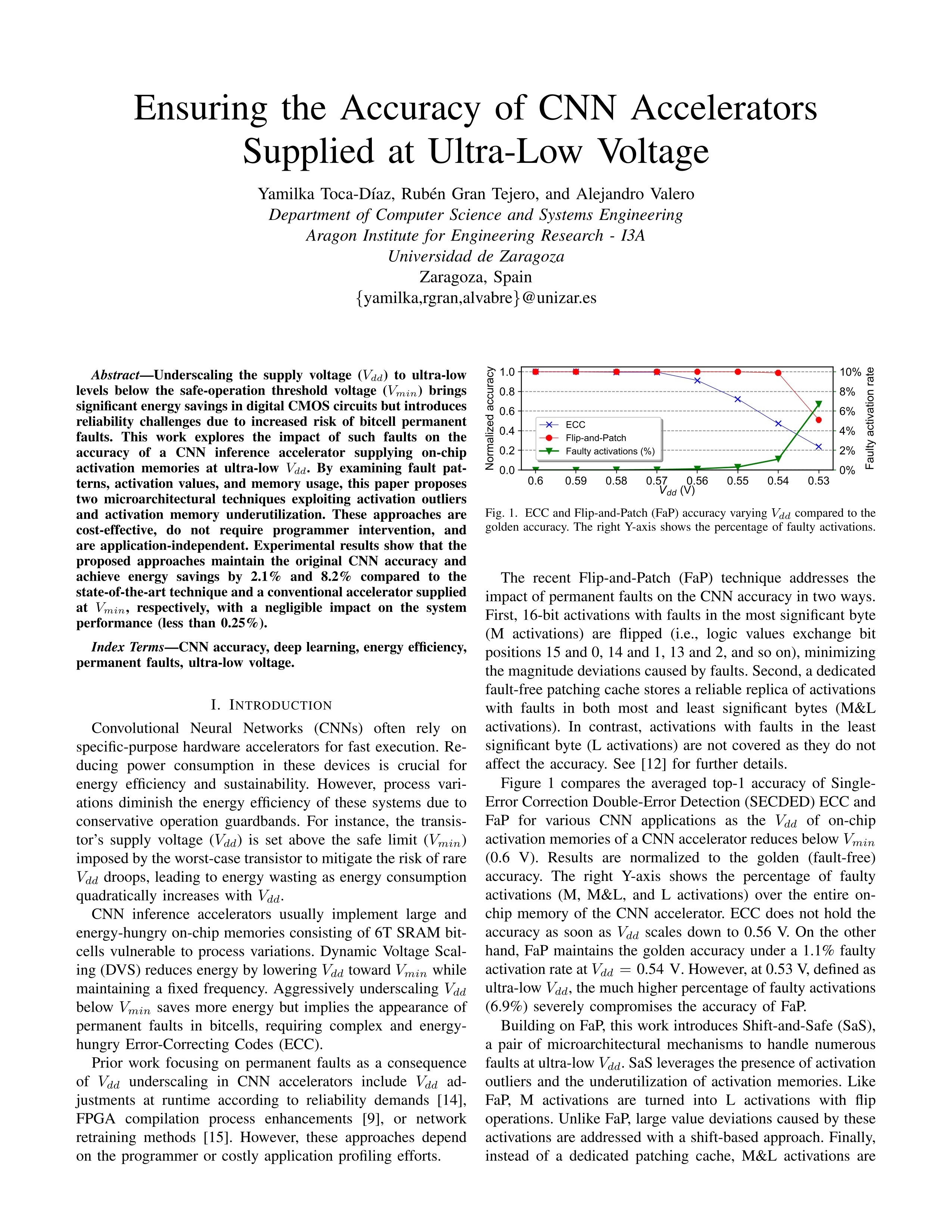Ensuring the Accuracy of CNN Accelerators Supplied at Ultra-Low Voltage