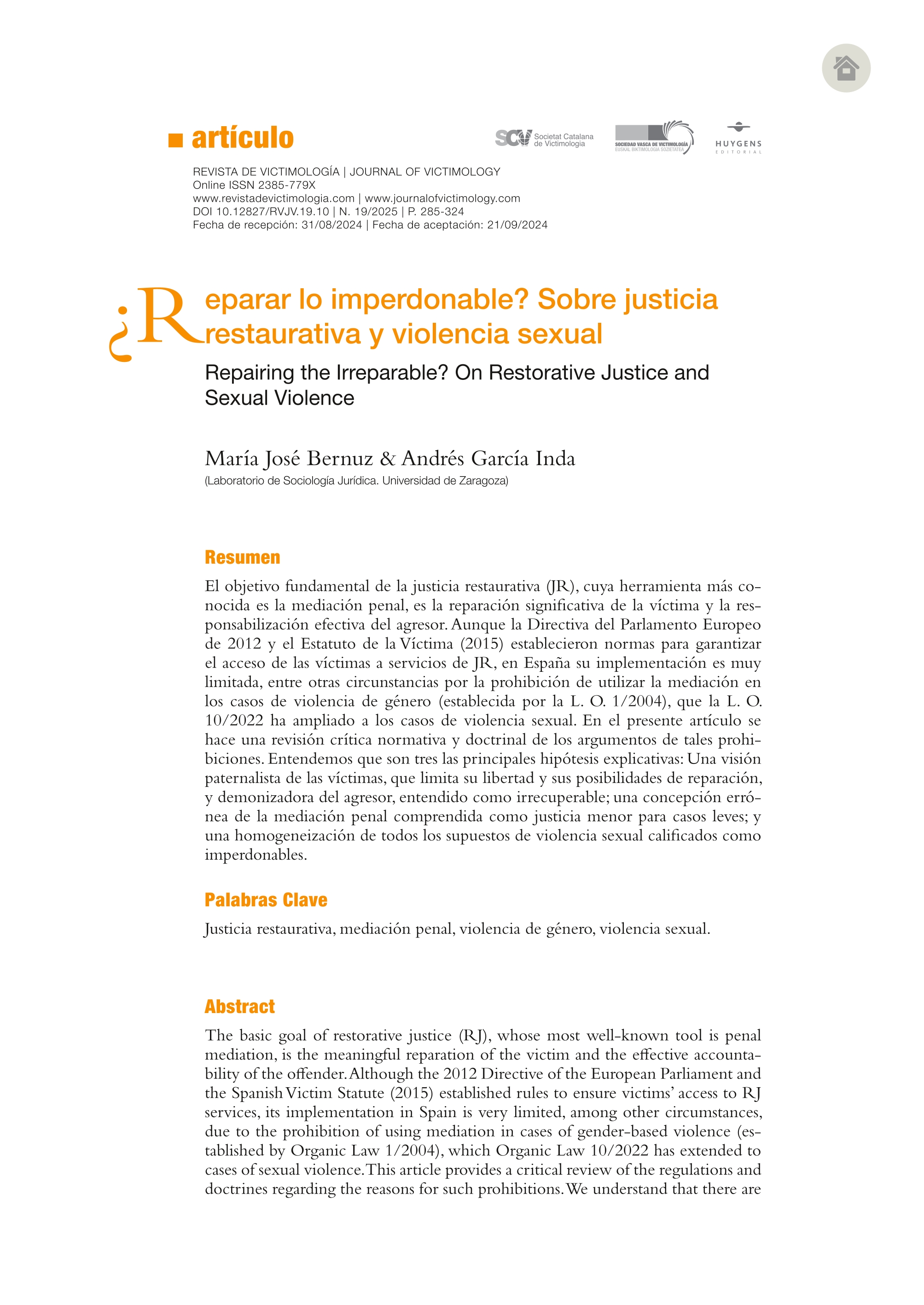 ¿Reparar lo imperdonable? Sobre justicia restaurativa y violencia sexual