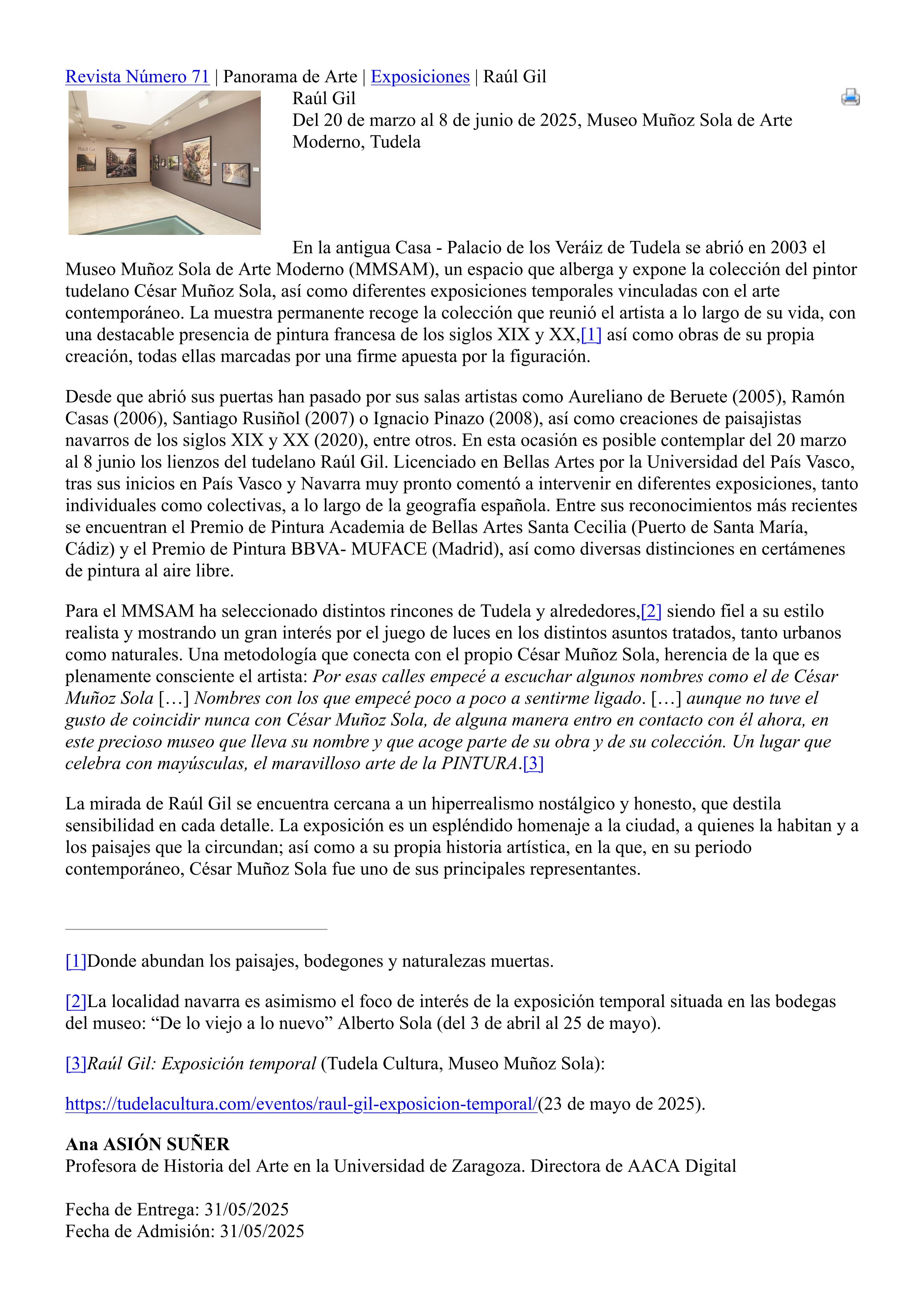 Raúl Gil. Del 20 de marzo al 8 de junio de 2025, Museo Muñoz Sola de Arte Moderno, Tudela