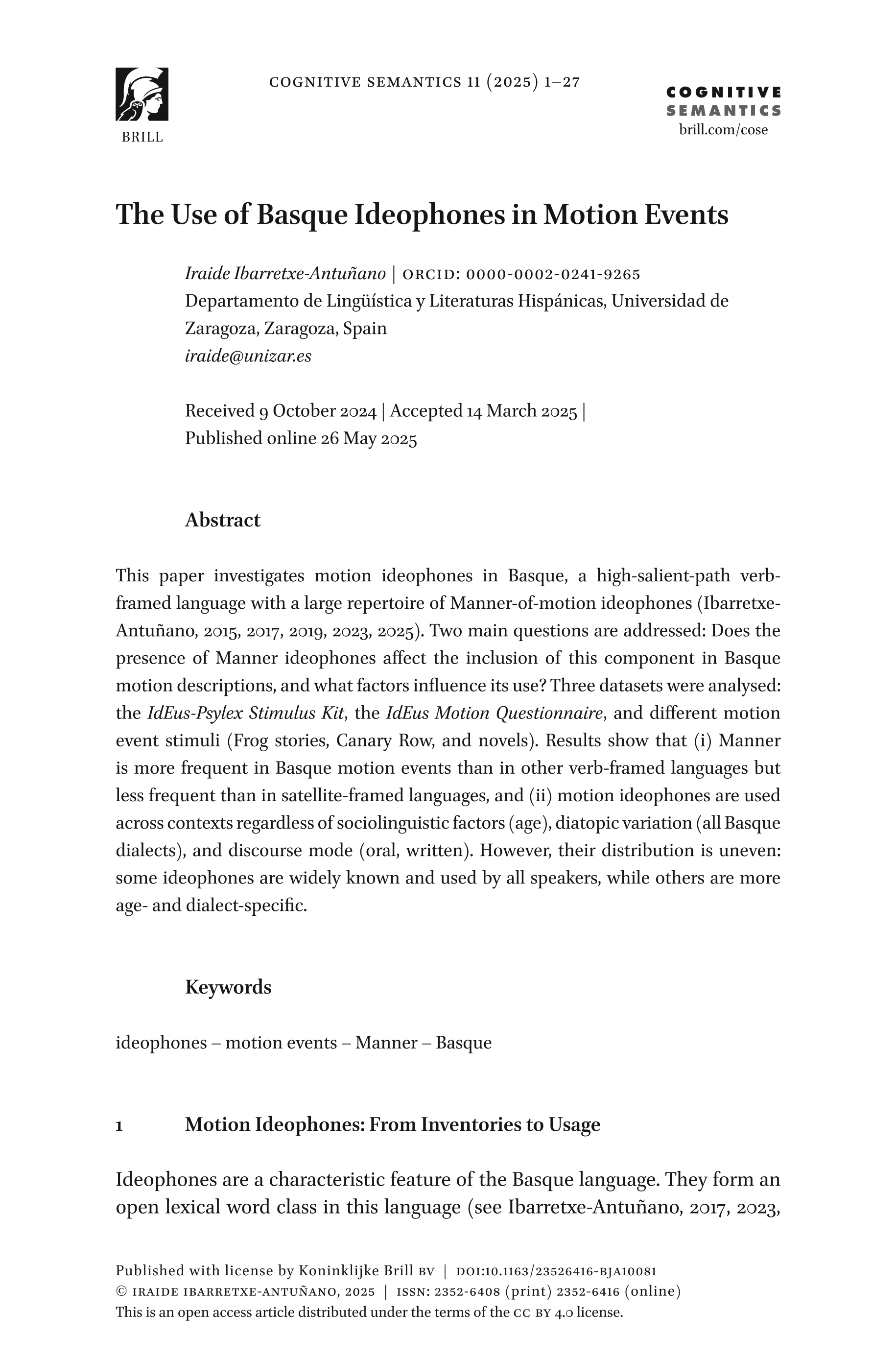 The use of Basque Ideophones in motion events