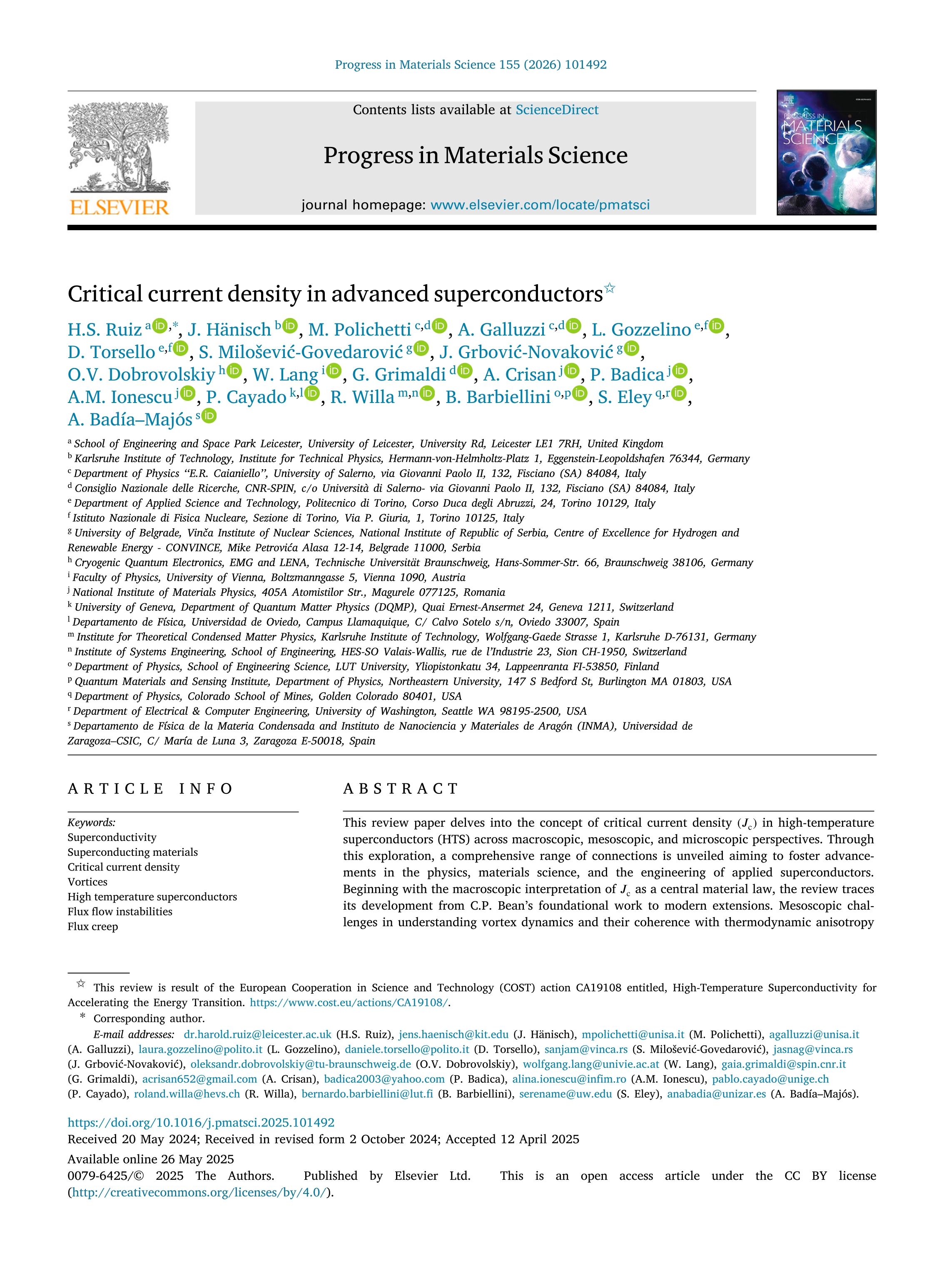 Critical current density in advanced superconductors