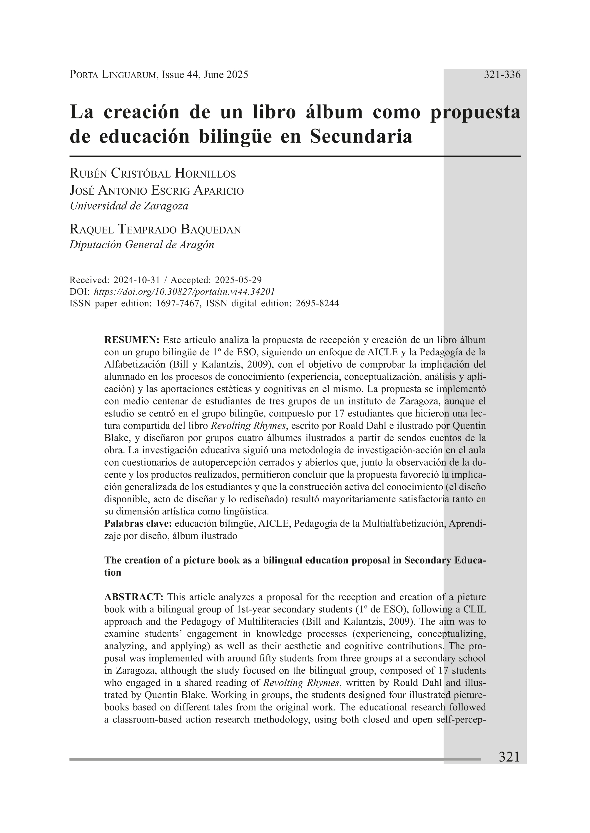 La creación de un libro álbum como propuesta de educación bilingüe en Secundaria