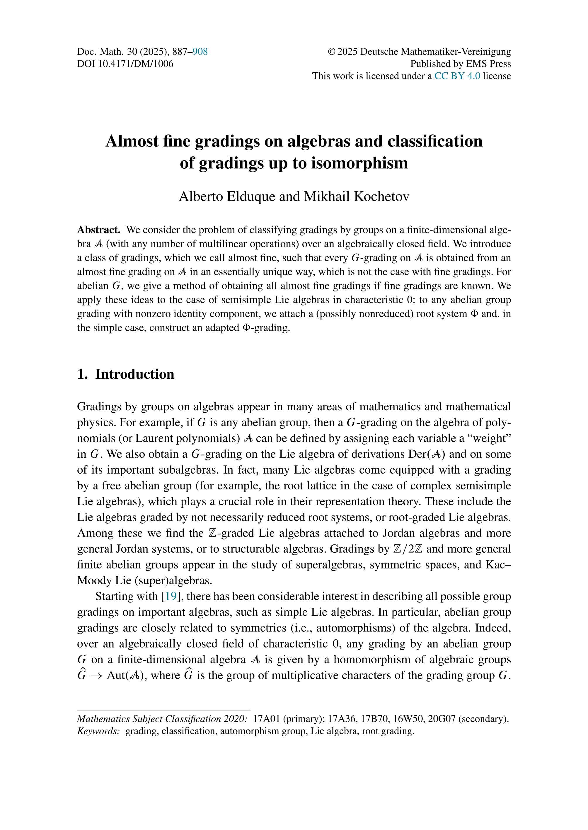 Almost fine gradings on algebras and classification of gradings up to isomorphism