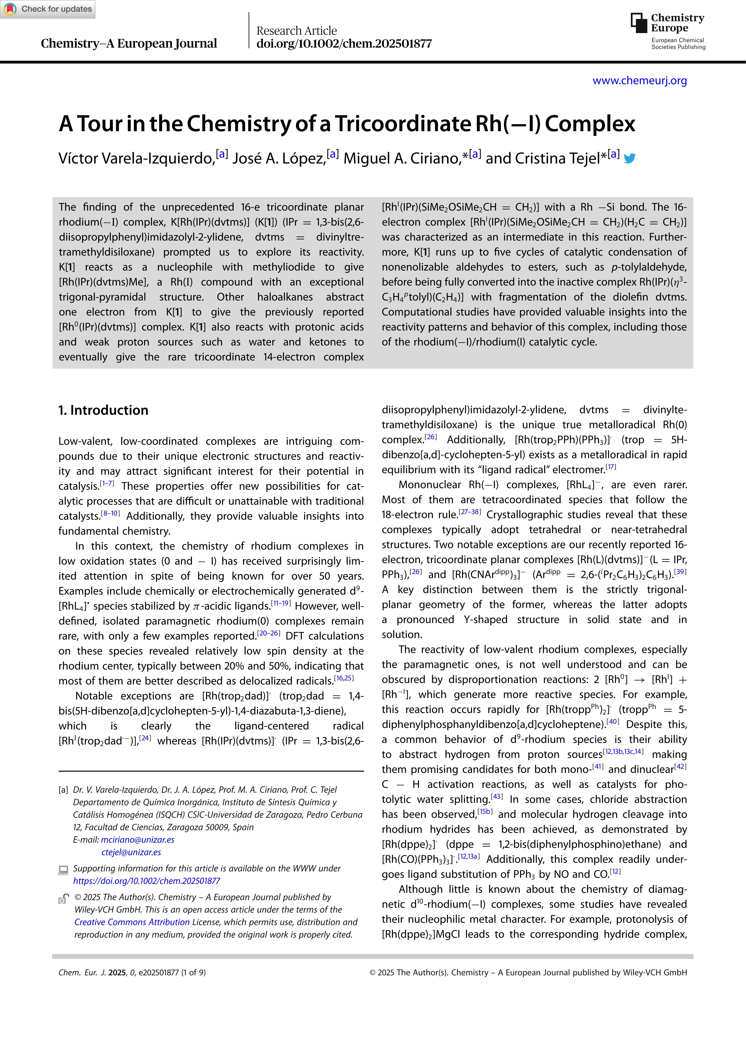 A tour in the chemistry of a tricoordinate Rh(−I) complex