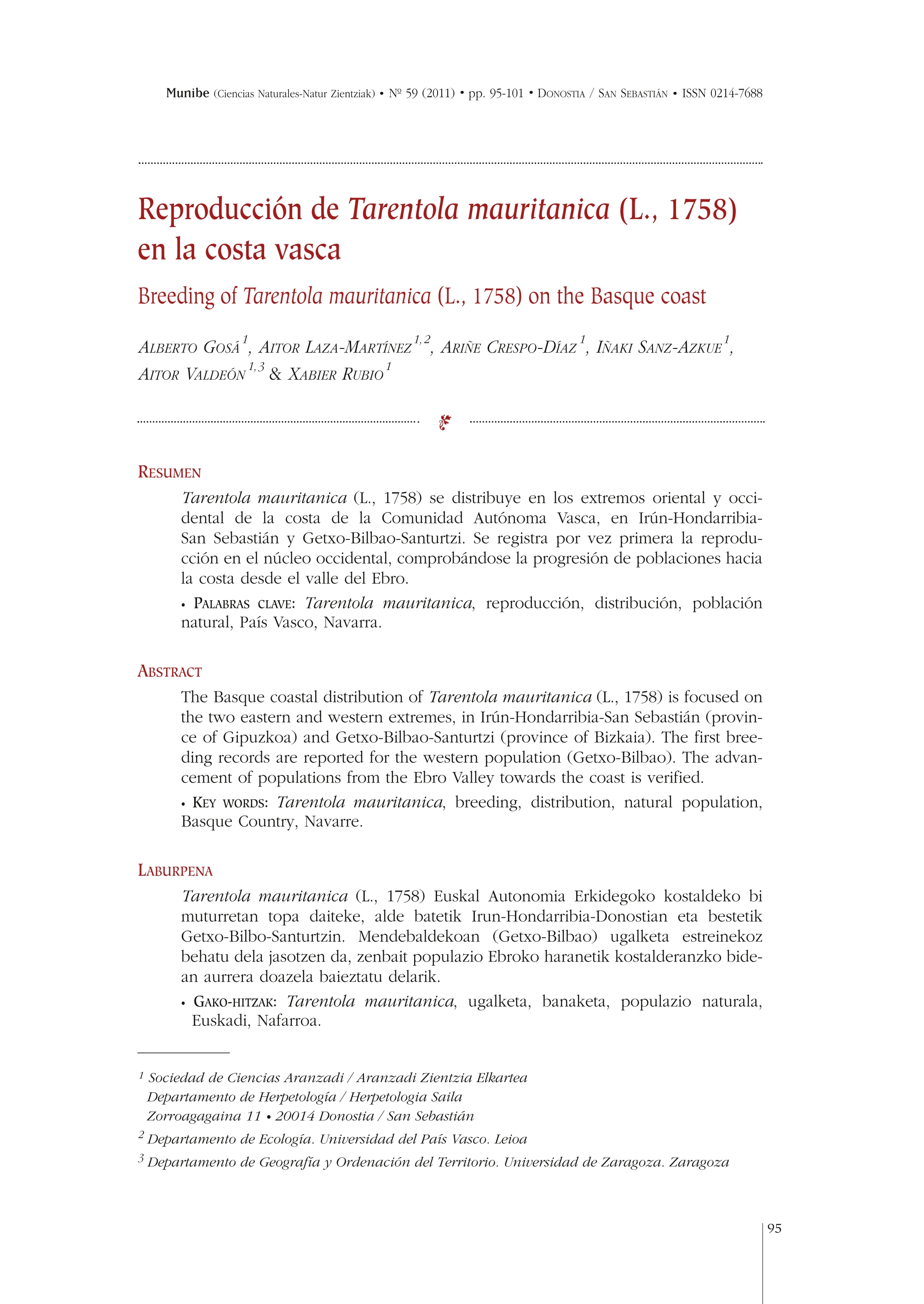 Reproducción de Tarentola mauritanica (L., 1758) en la costa vasca
