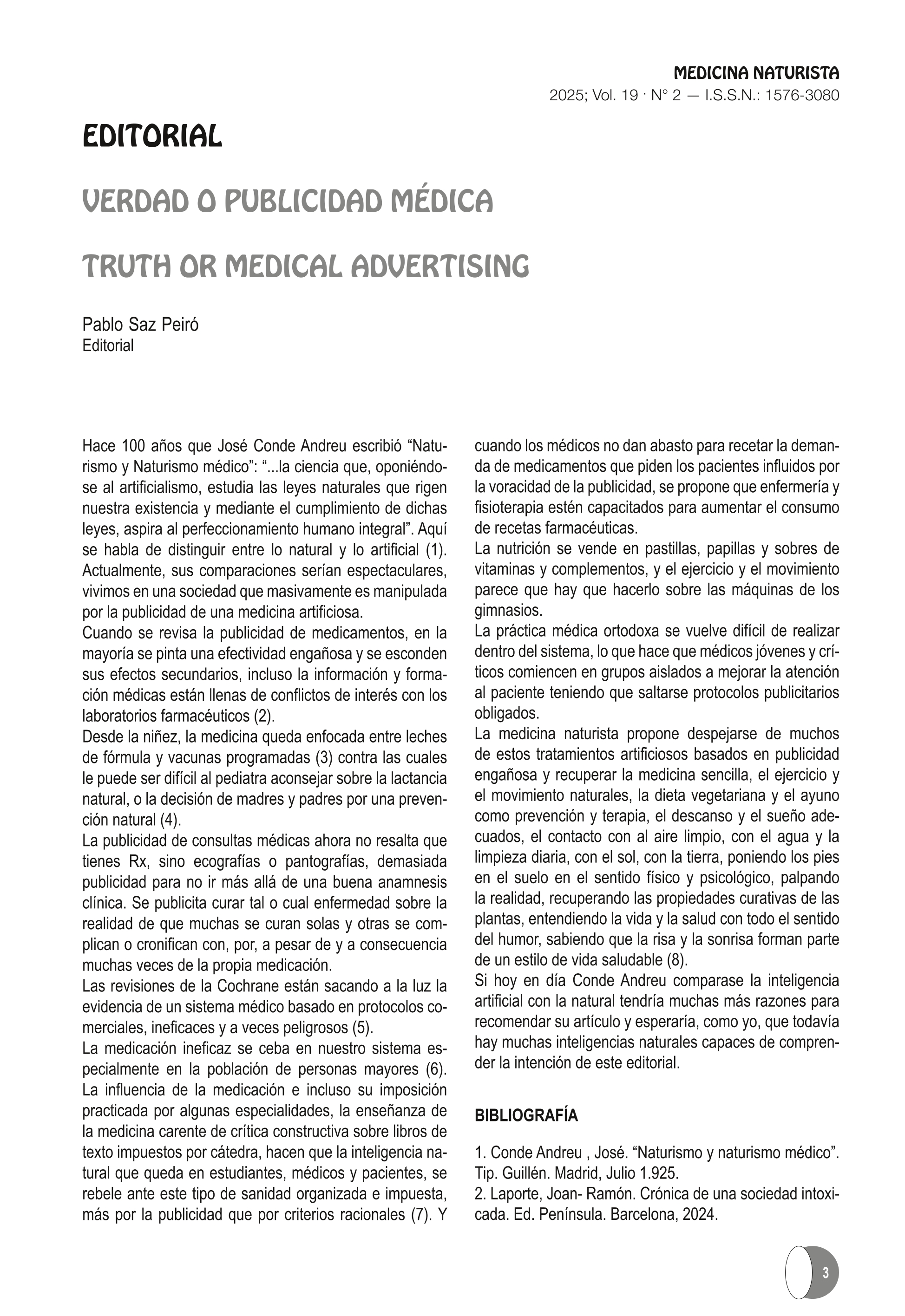 Verdad o publicidad médica