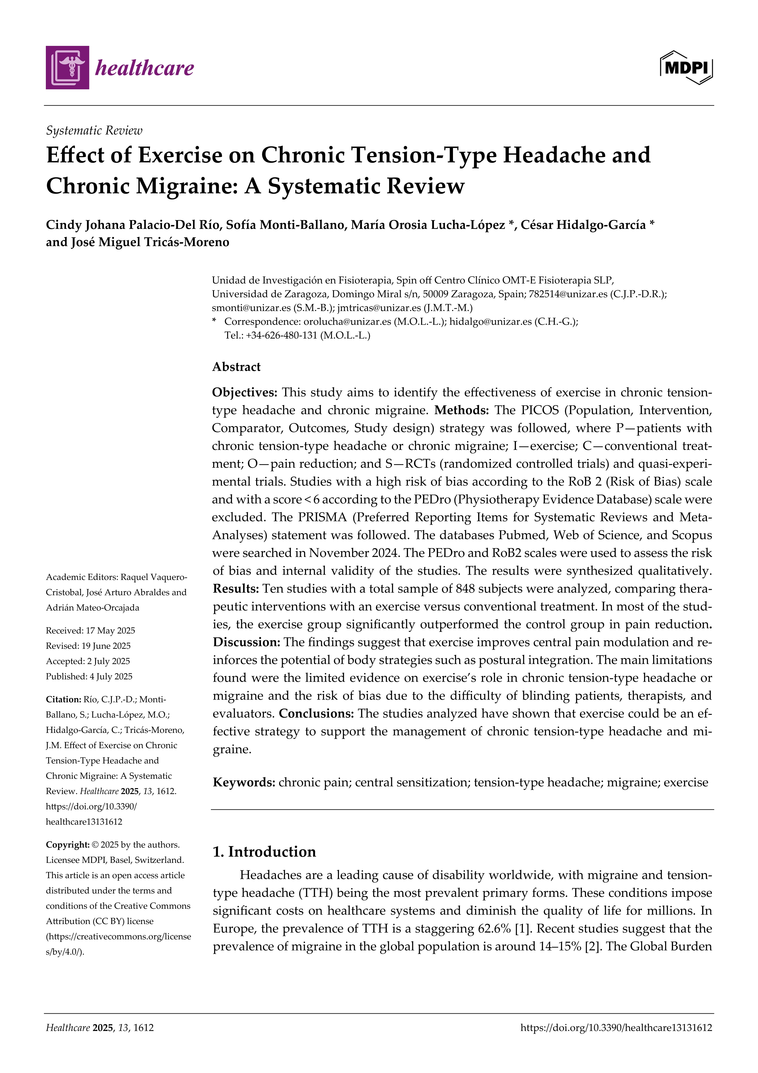 Effect of exercise on chronic tension-type headache and chronic migraine: a systematic review