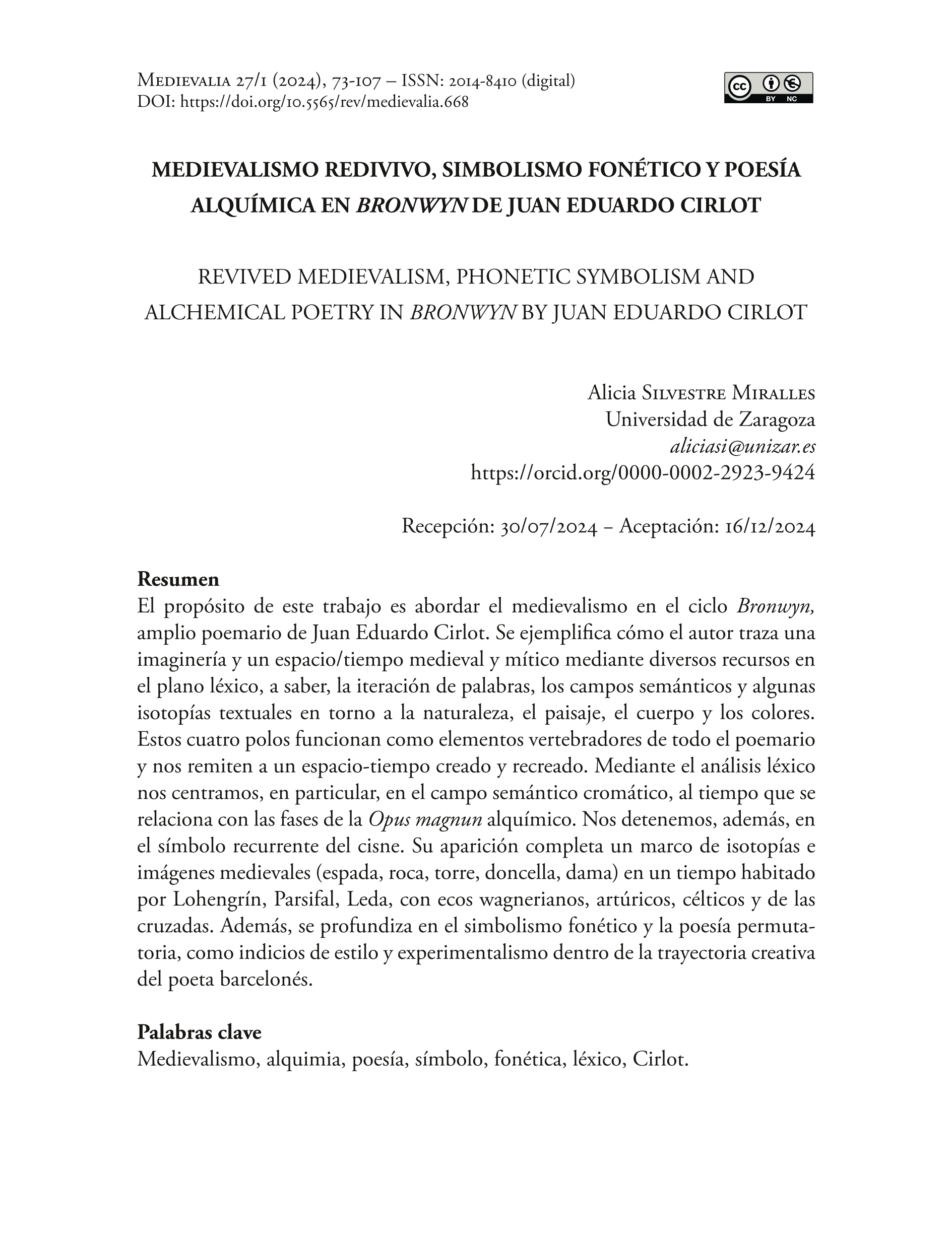 Medievalismo redivivo, simbolismo fonético y poesía alquímica en 