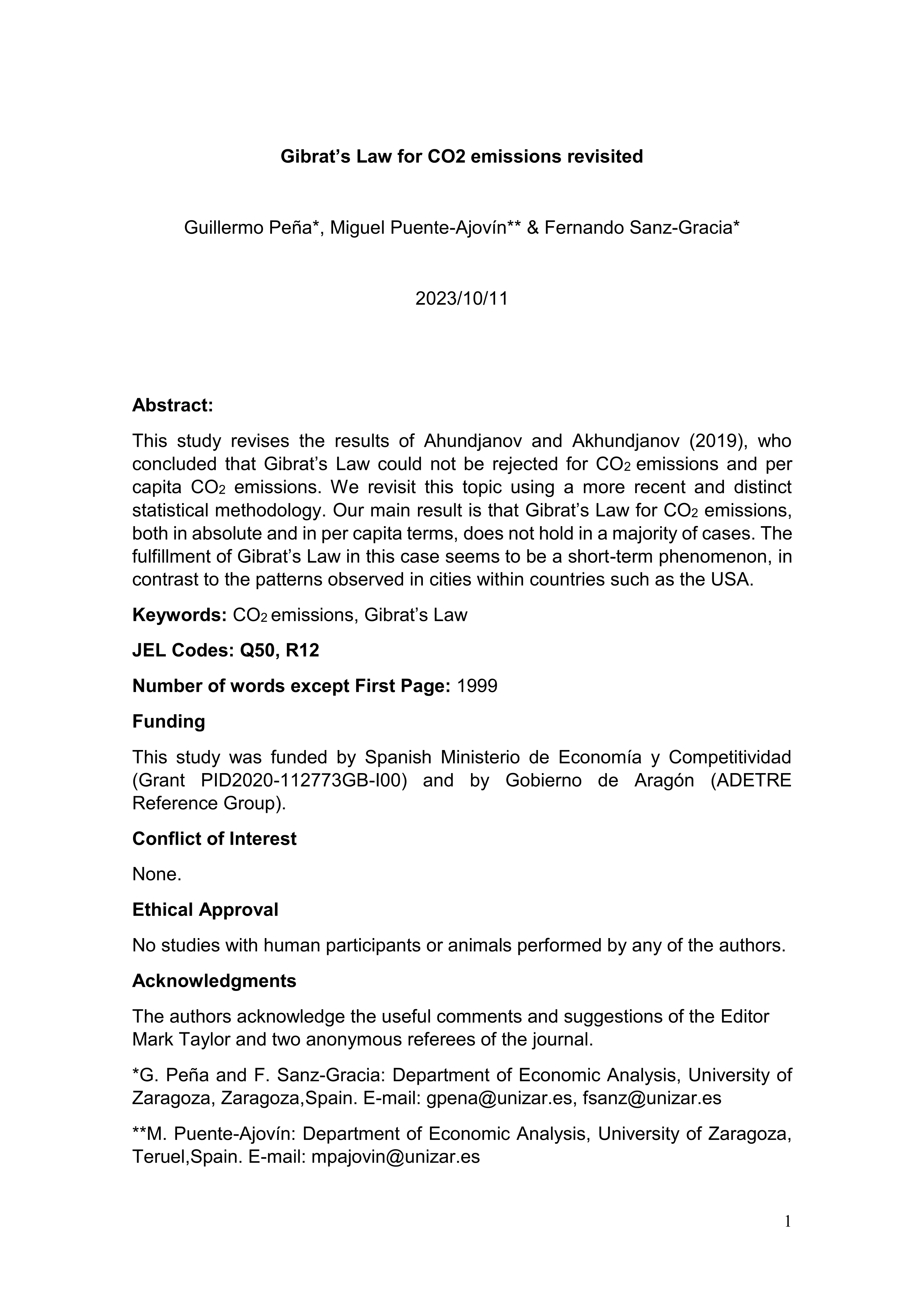Gibrat’s law for CO            <sub>2</sub>            emissions revisited