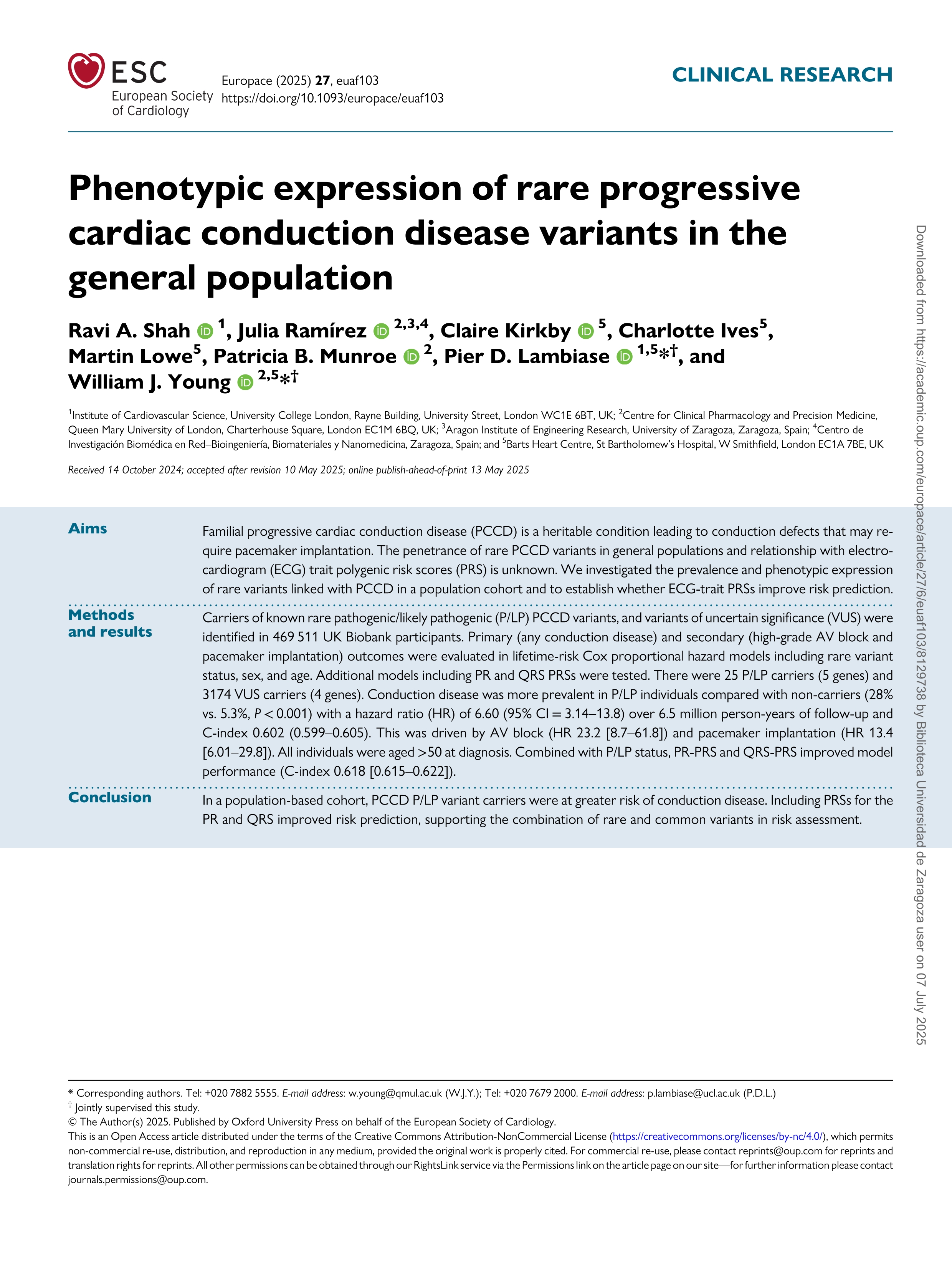 Phenotypic expression of rare progressive cardiac conduction disease variants in the general population