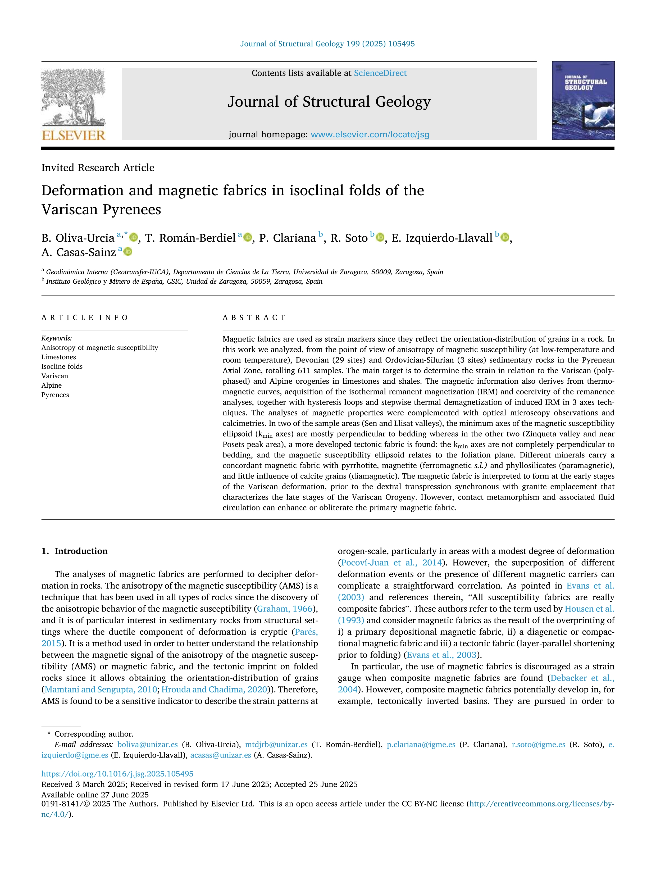 Deformation and magnetic fabrics in isoclinal folds of the Variscan Pyrenees