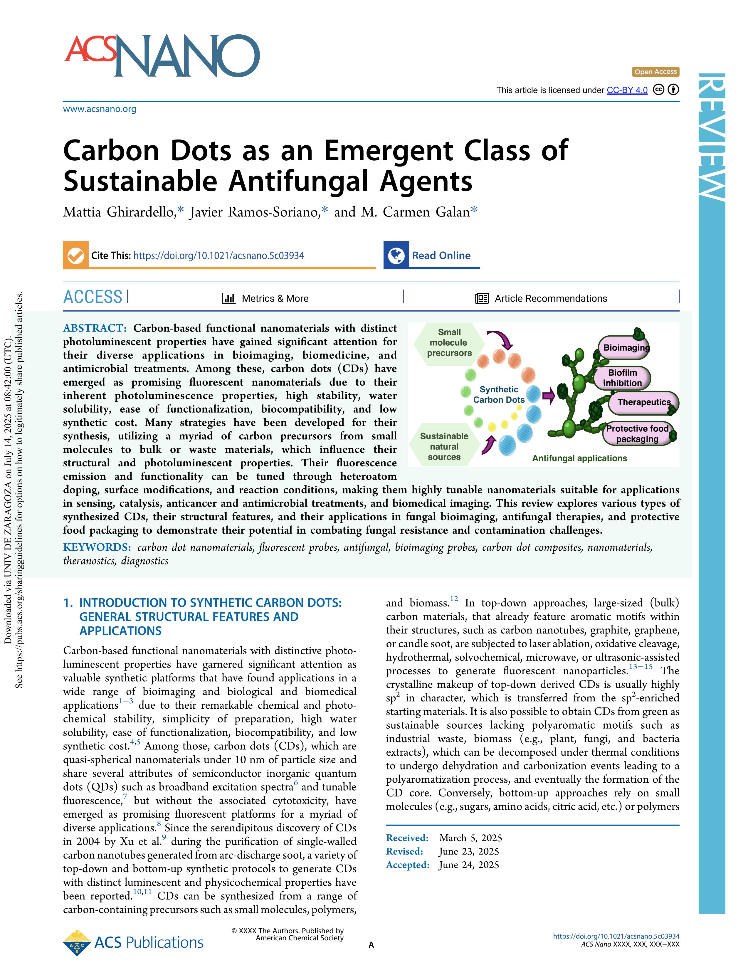 Carbon dots as an emergent class of sustainable antifungal agents