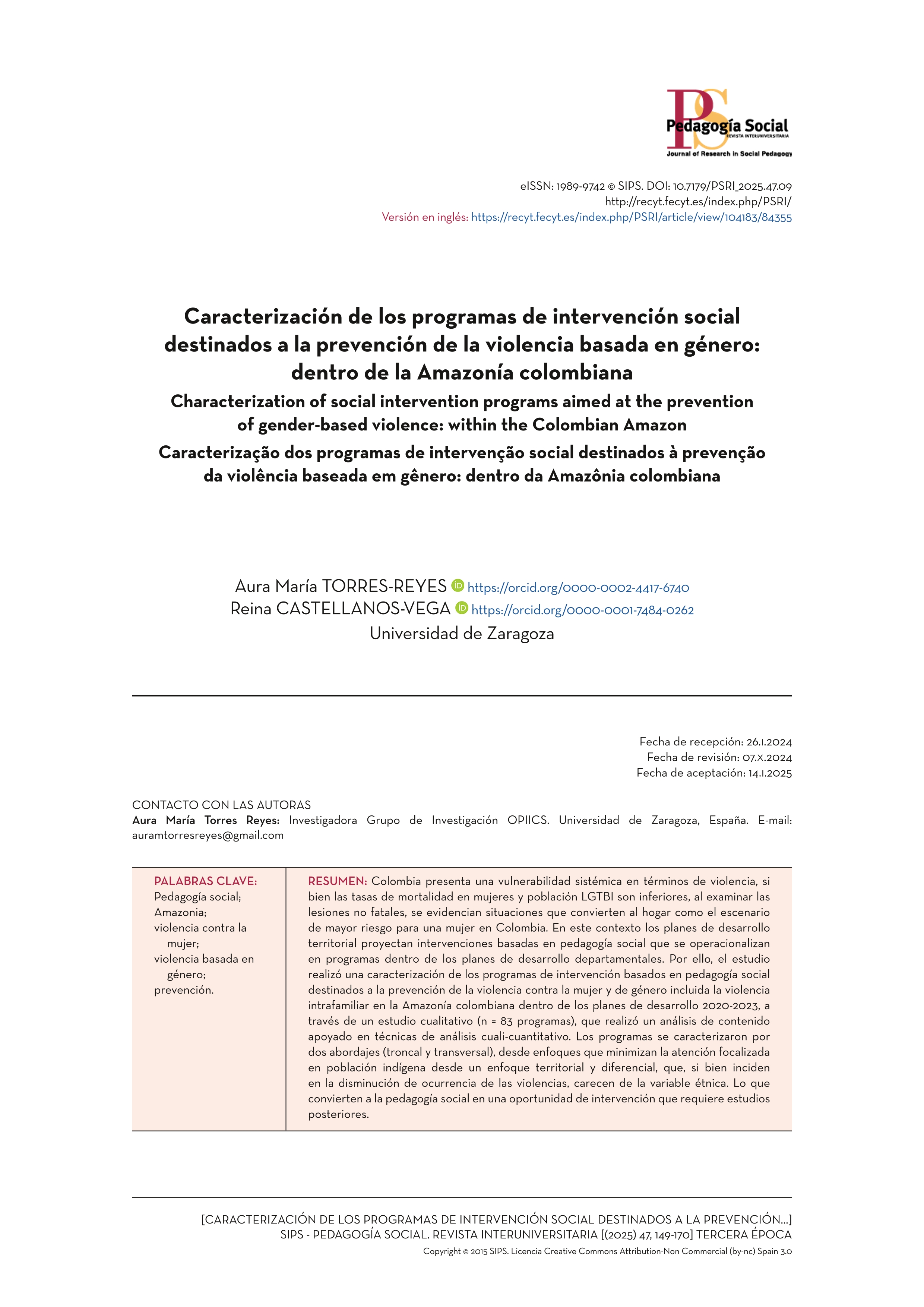Caracterización de los programas de intervención social destinados a la prevención de la violencia basada en género: dentro de la Amazonía colombiana