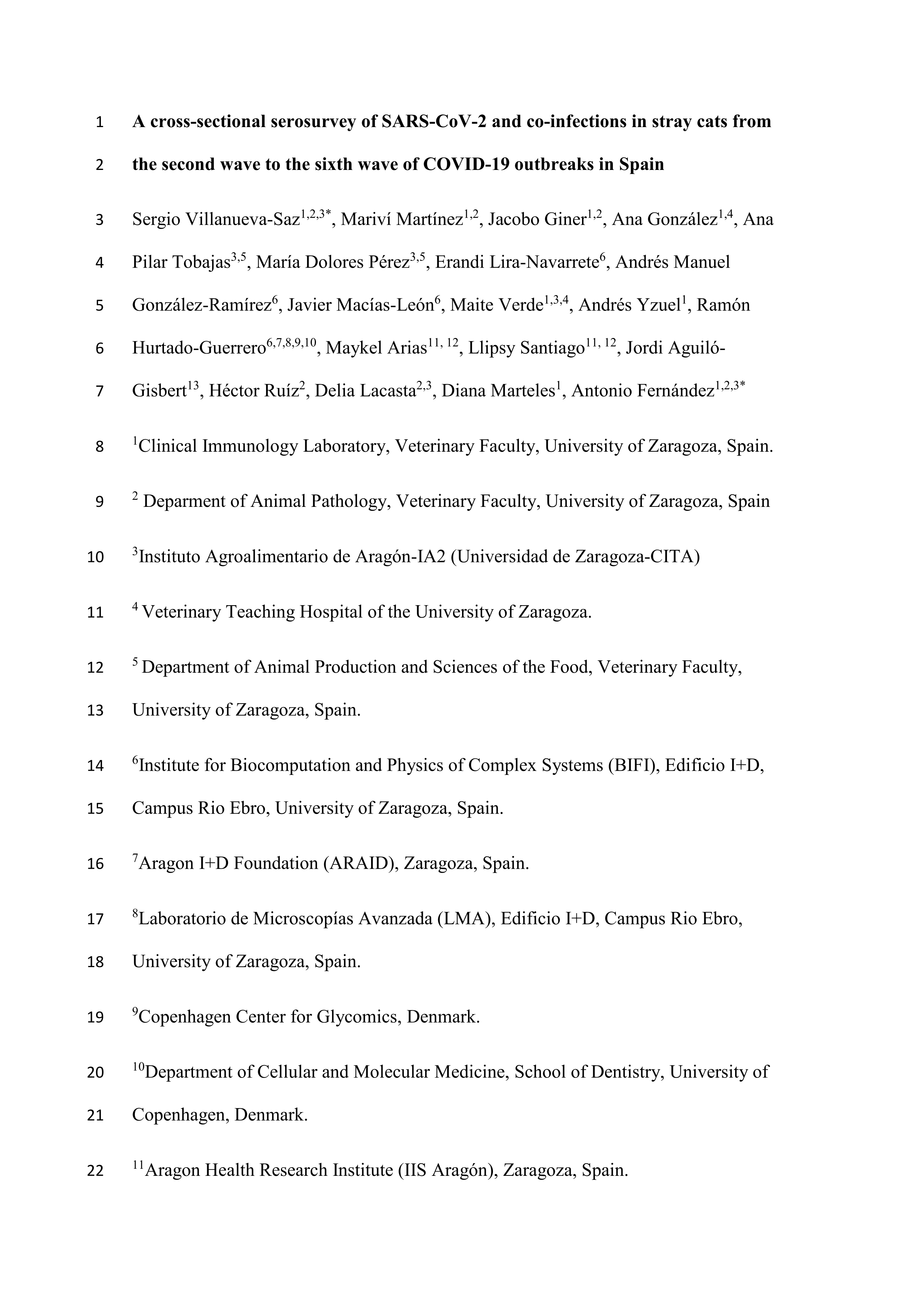 A cross-sectional serosurvey of SARS-CoV-2 and co-infections in stray cats from the second wave to the sixth wave of COVID-19 outbreaks in Spain
