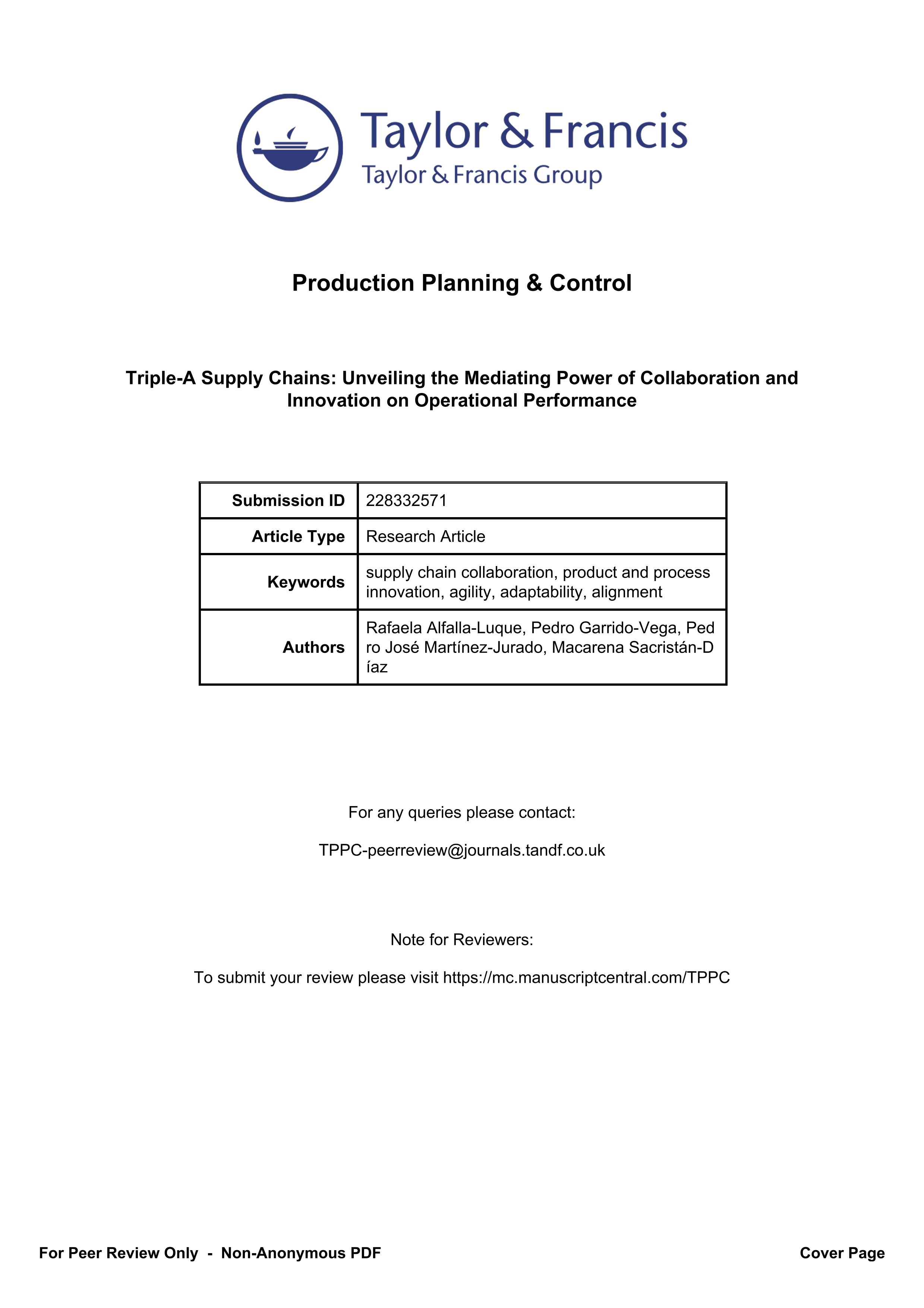 Triple-A supply chains: unveiling the mediating power of collaboration and innovation on operational performance