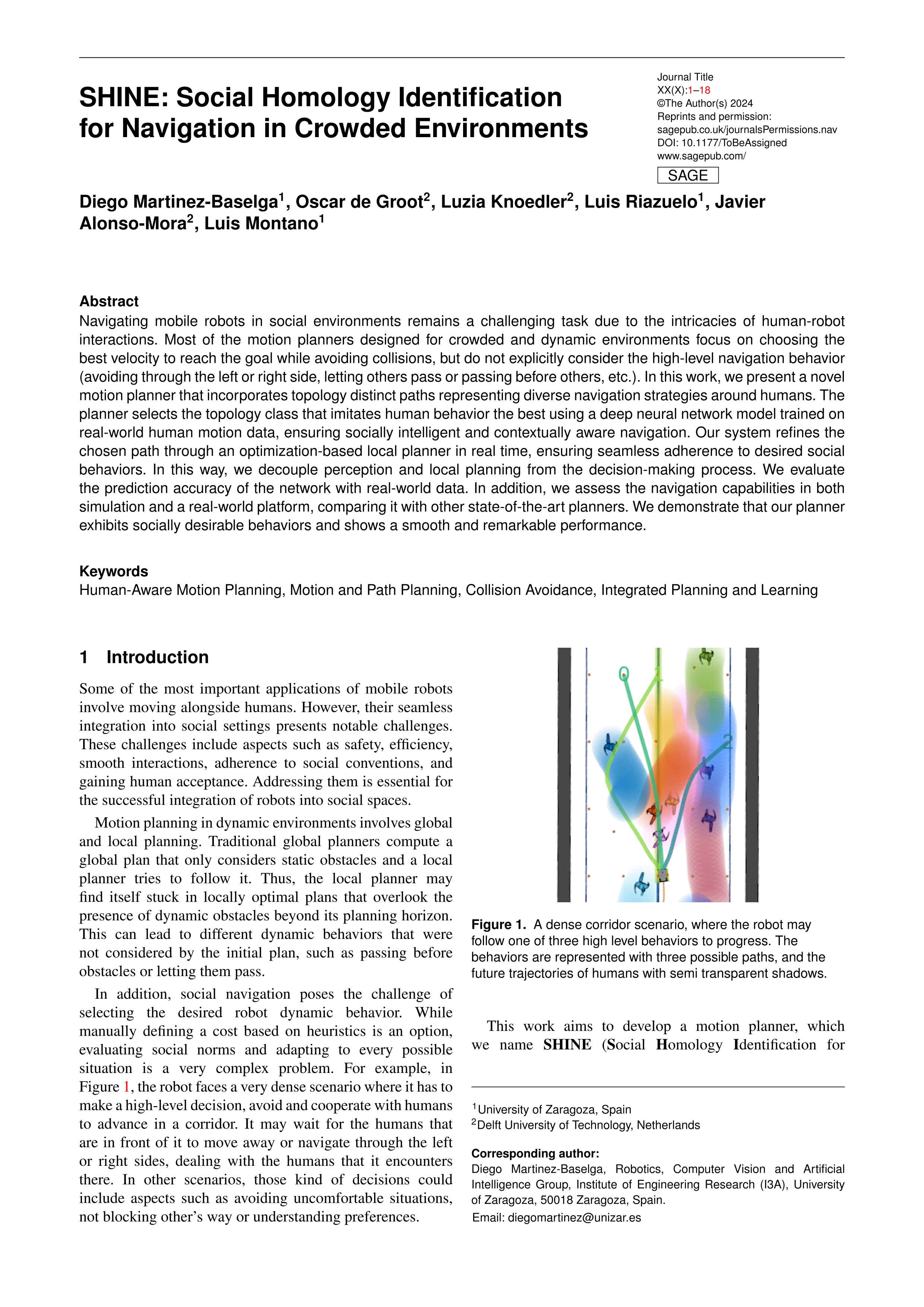 SHINE: Social homology identification for navigation in crowded environments