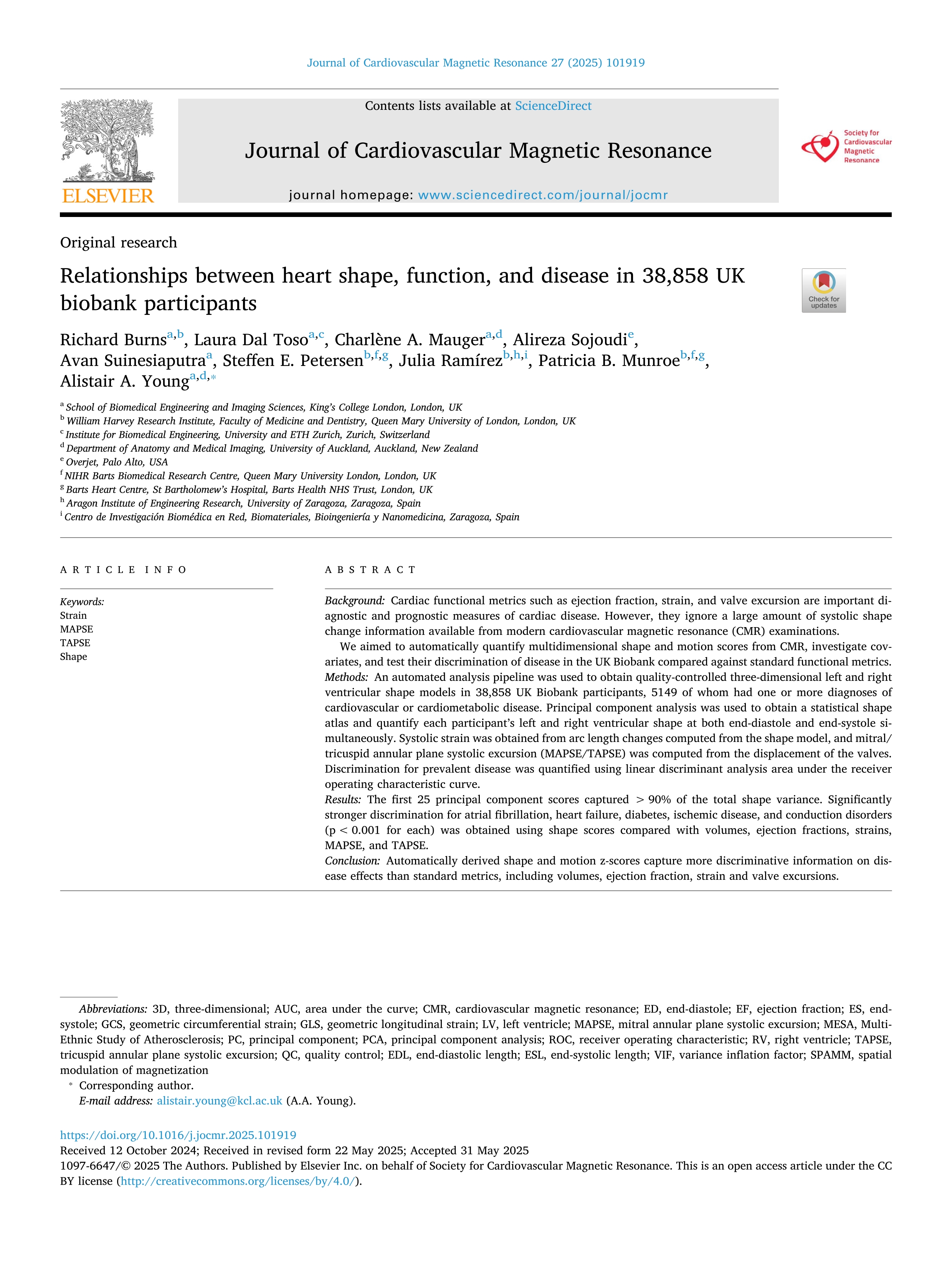 Relationships between heart shape, function, and disease in 38,858 UK biobank participants