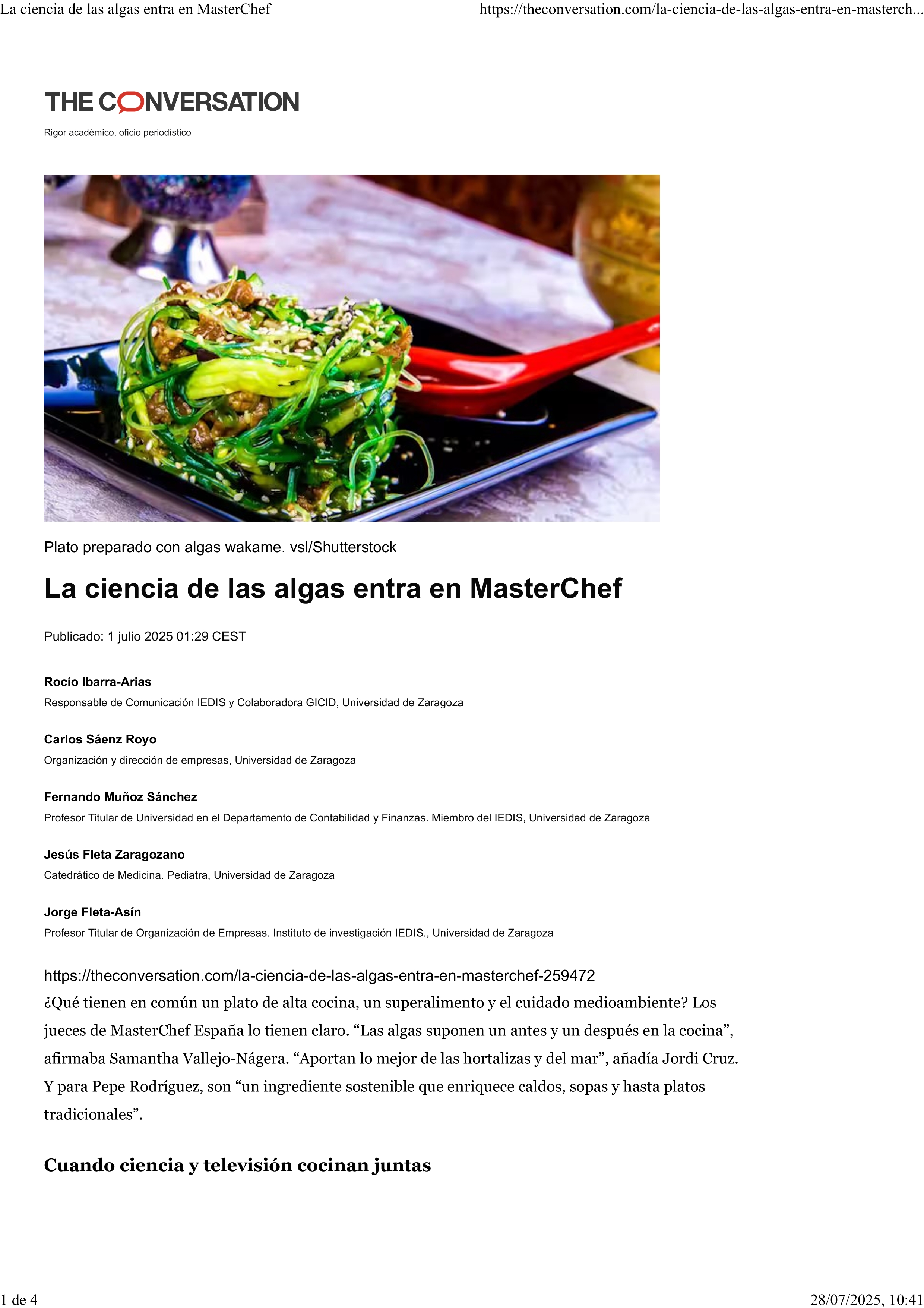 La ciencia de las algas entra en MasterChef