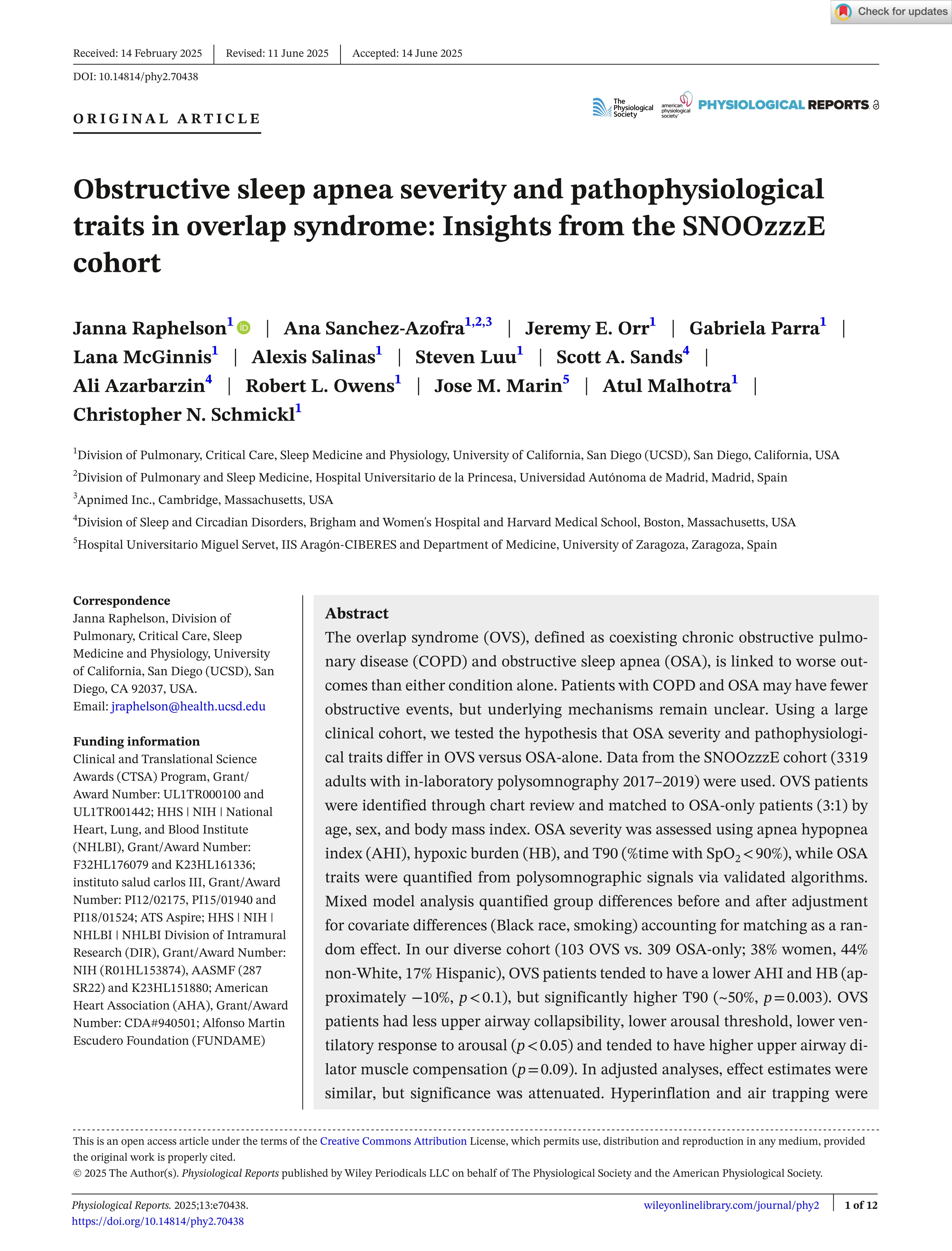 Obstructive sleep apnea severity and pathophysiological traits in overlap syndrome: Insights from the <scp>SNOOzzzE</scp> cohort