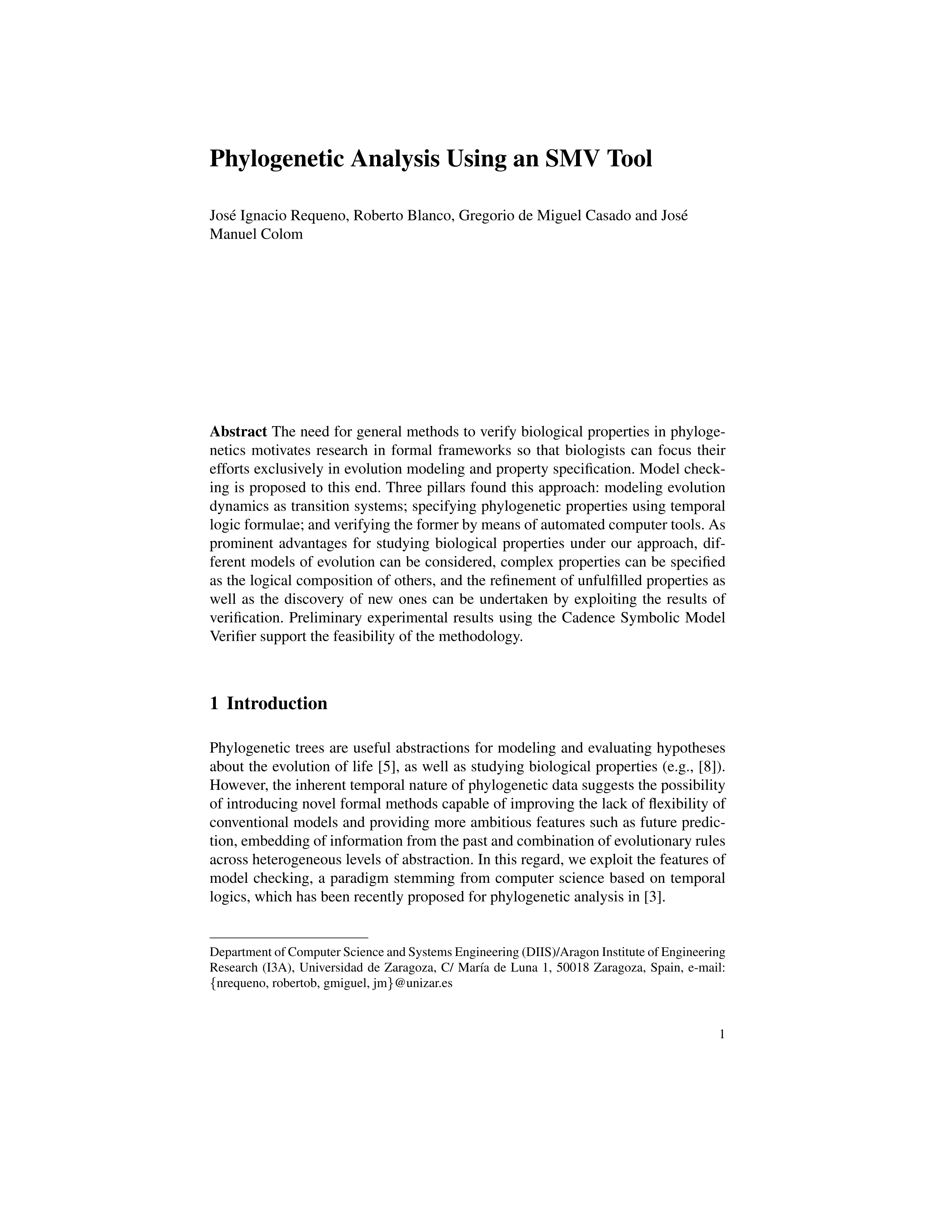 Phylogenetic analysis using an SMV tool