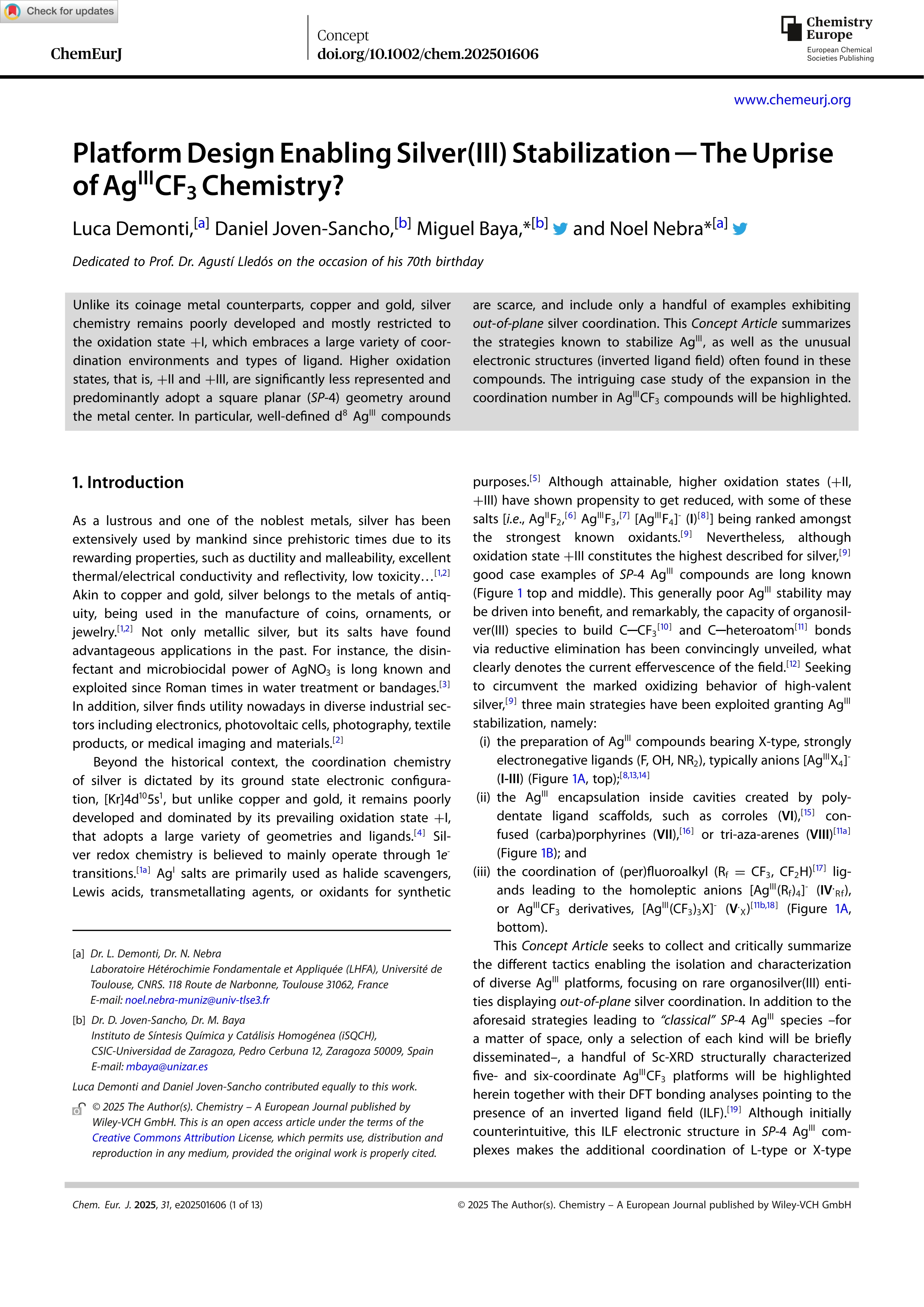 Platform Design Enabling Silver(III) Stabilization ─ The Uprise of Ag<sup>III</sup>CF<sub>3</sub> Chemistry?