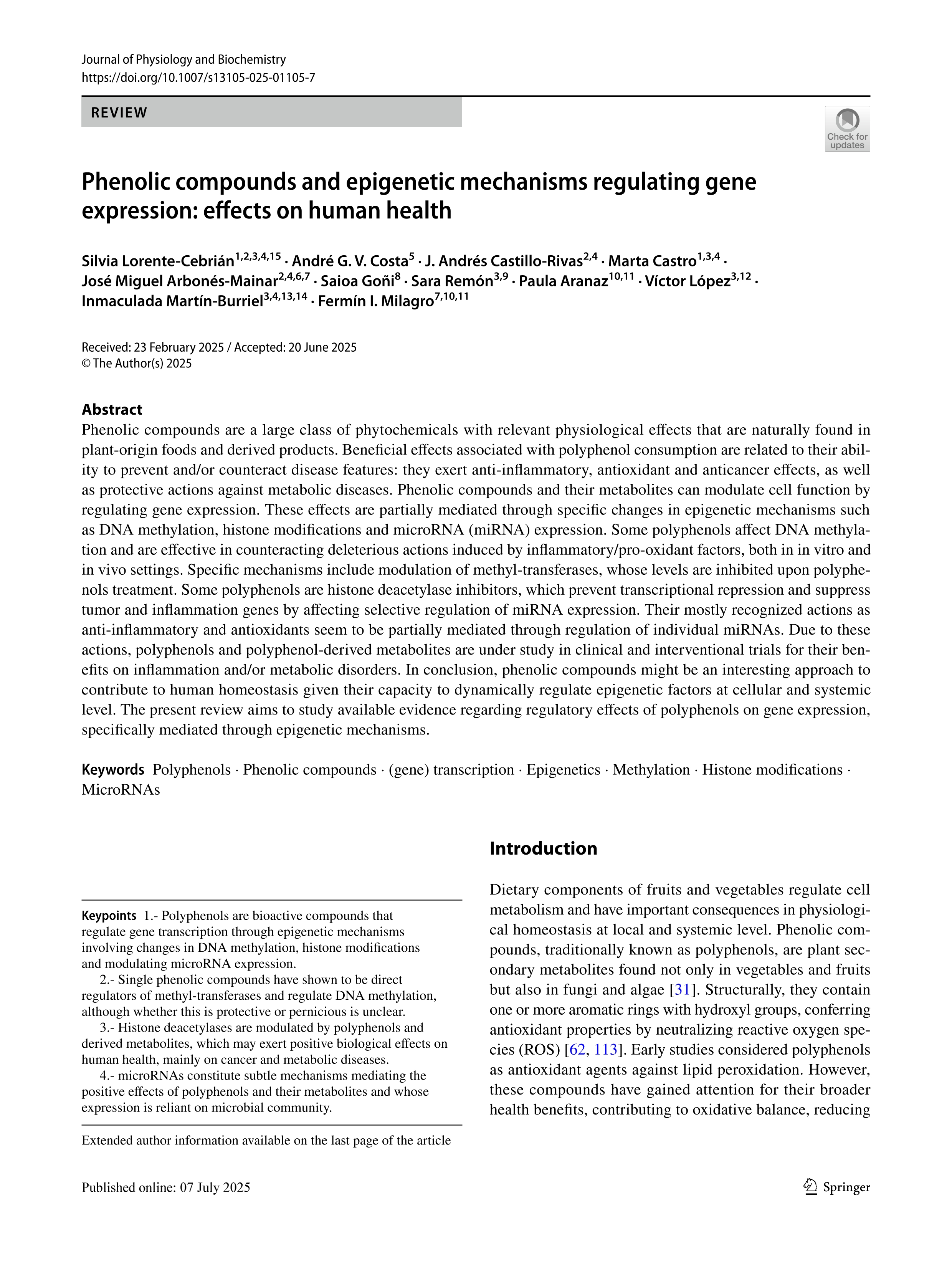Phenolic compounds and epigenetic mechanisms regulating gene expression: effects on human health